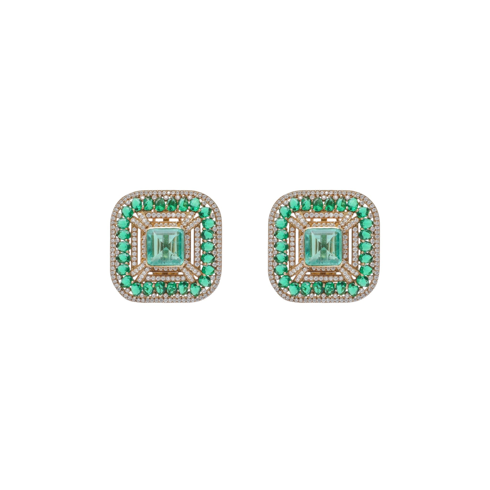 Tarini Emerald Emerald-Cut Frame Studs