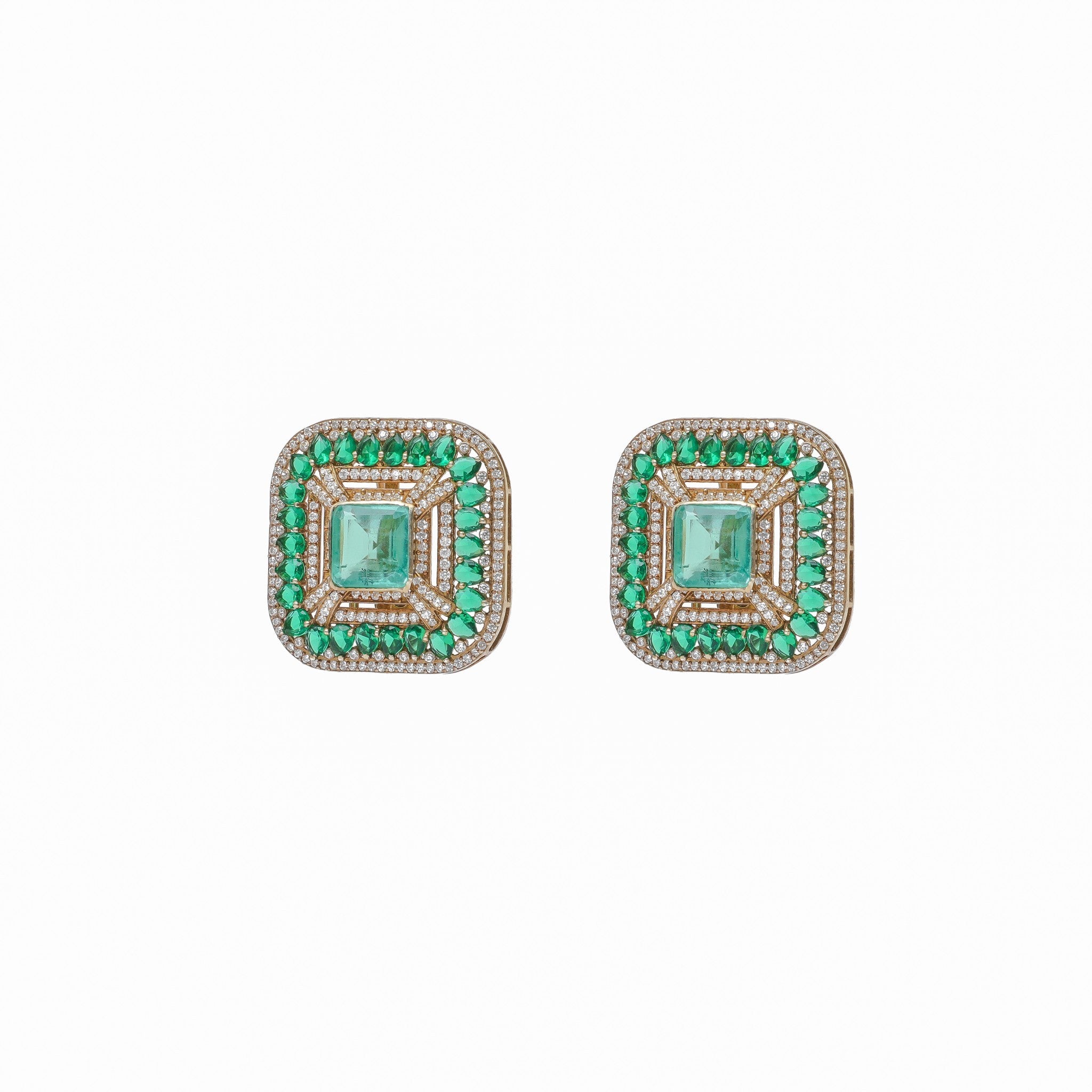Tarini Emerald Emerald-Cut Frame Studs