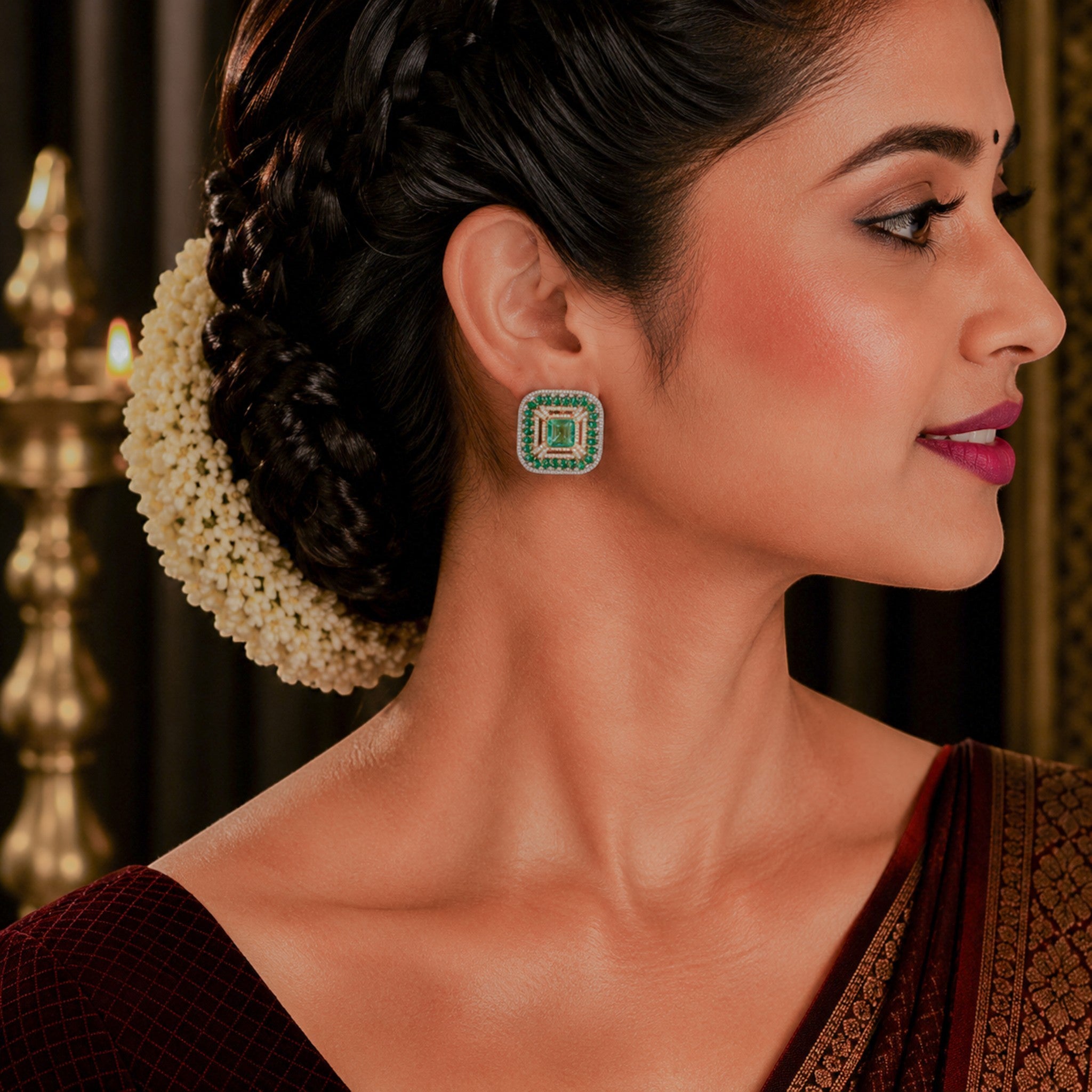 Tarini Emerald Emerald-Cut Frame Studs