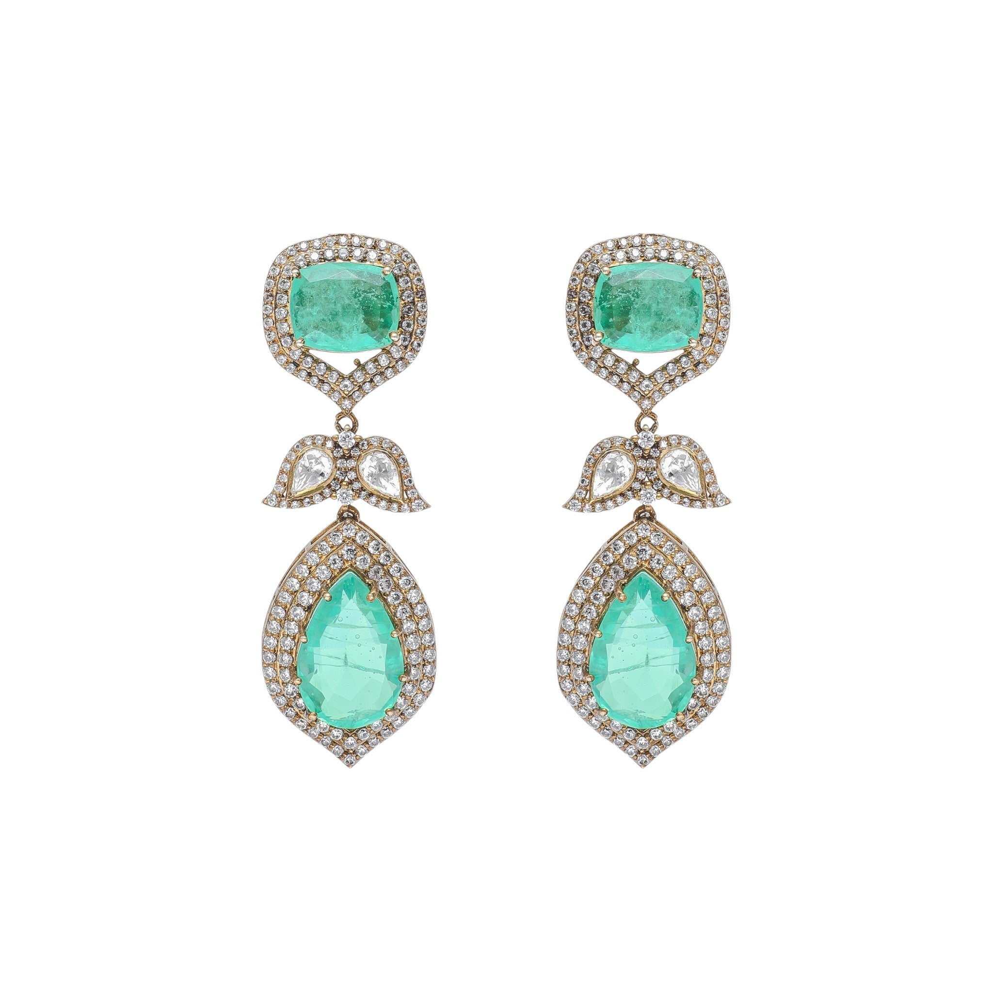 Vasundhara Emerald Teardrop Drop Earrings