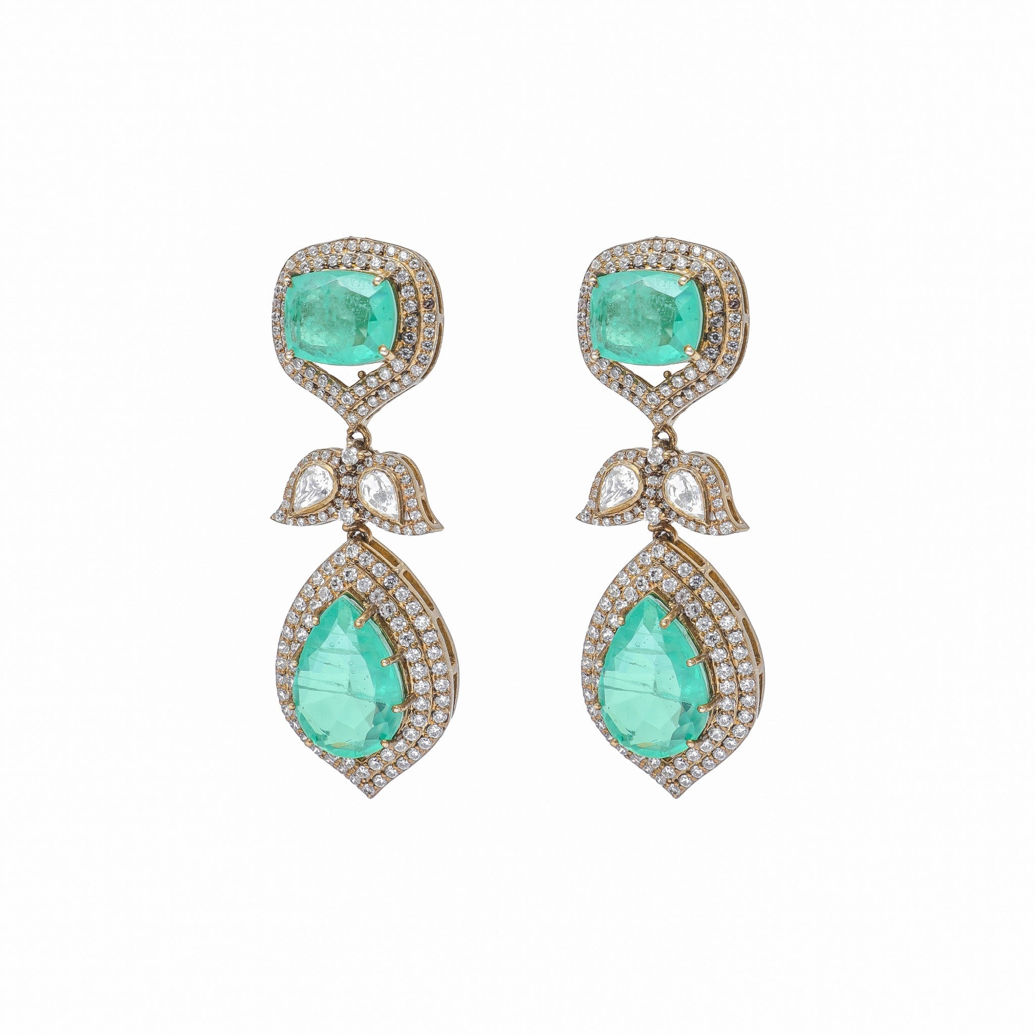 Vasundhara Emerald Teardrop Drop Earrings