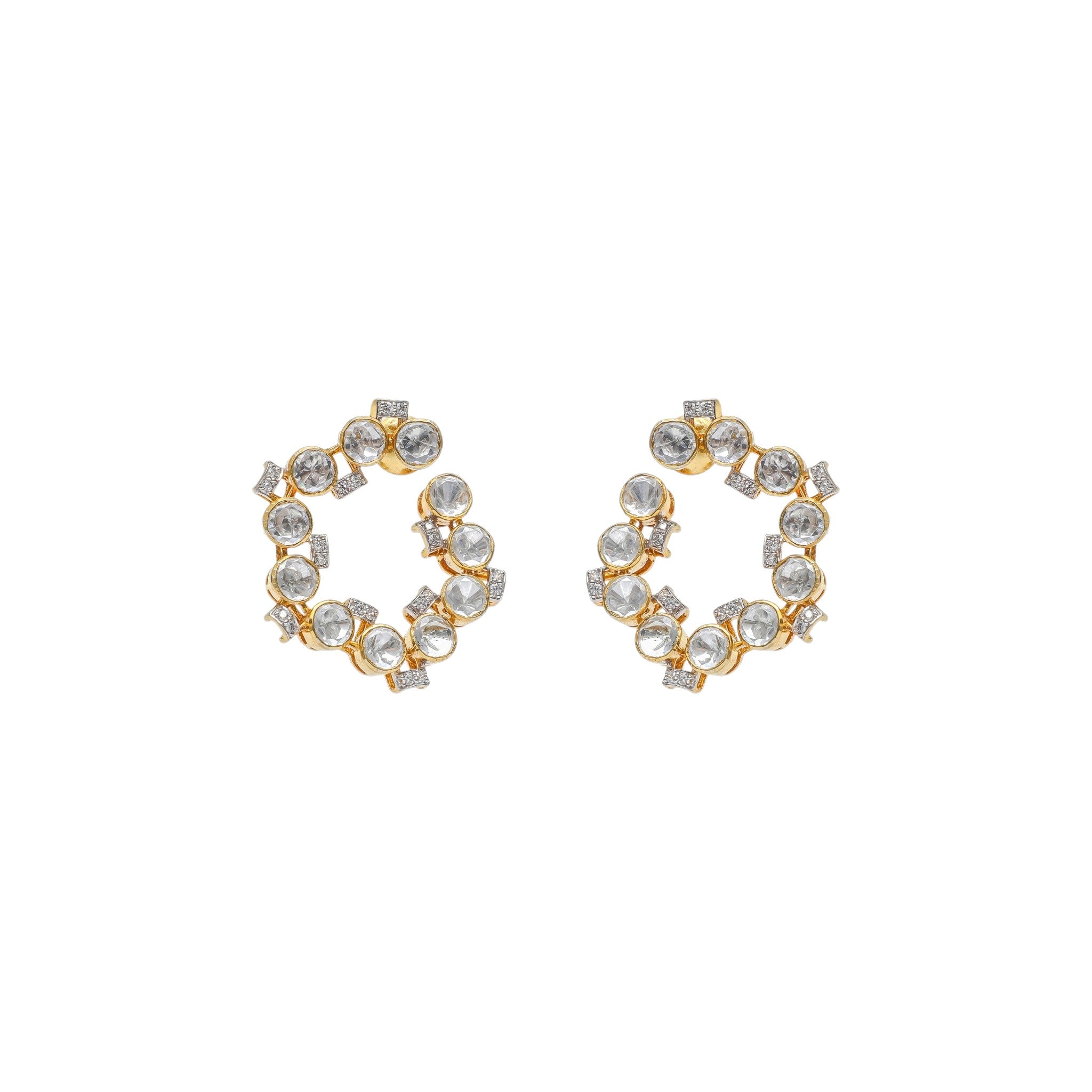 Chandrika Openwork Polki Hoop Earrings