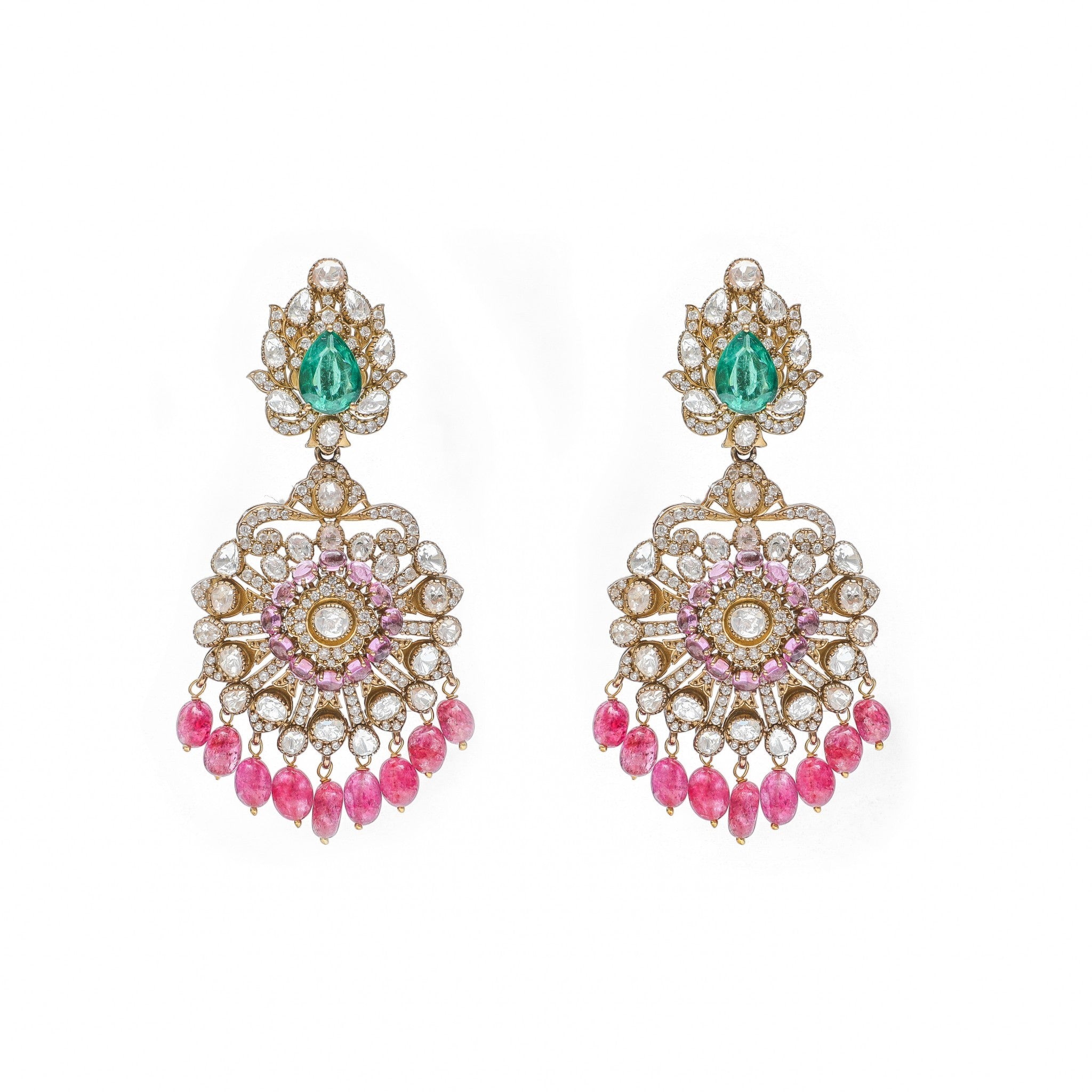Mayura Emerald & Pink Tourmaline Grand Drops