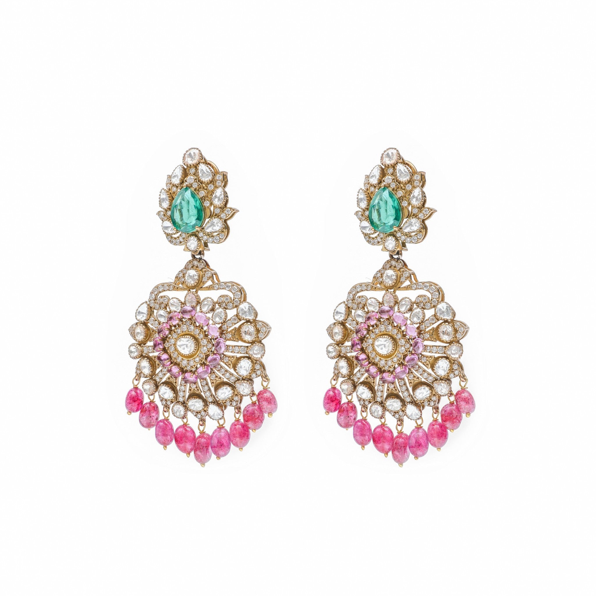 Mayura Emerald & Pink Tourmaline Grand Drops