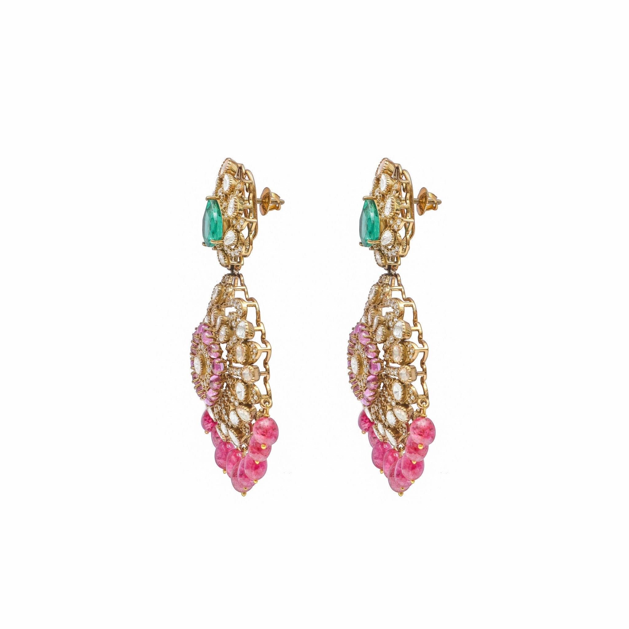 Mayura Emerald & Pink Tourmaline Grand Drops
