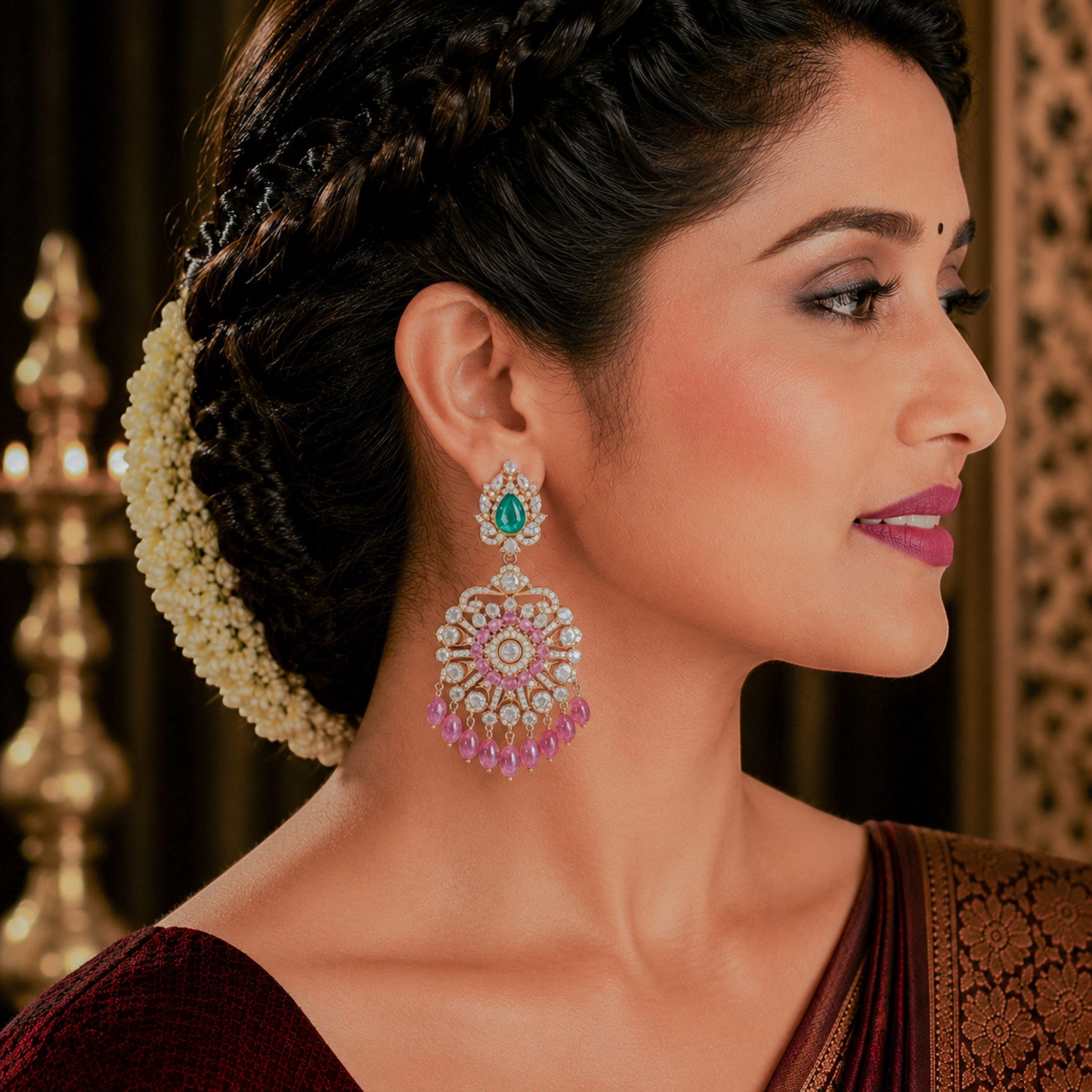 Mayura Emerald & Pink Tourmaline Grand Drops