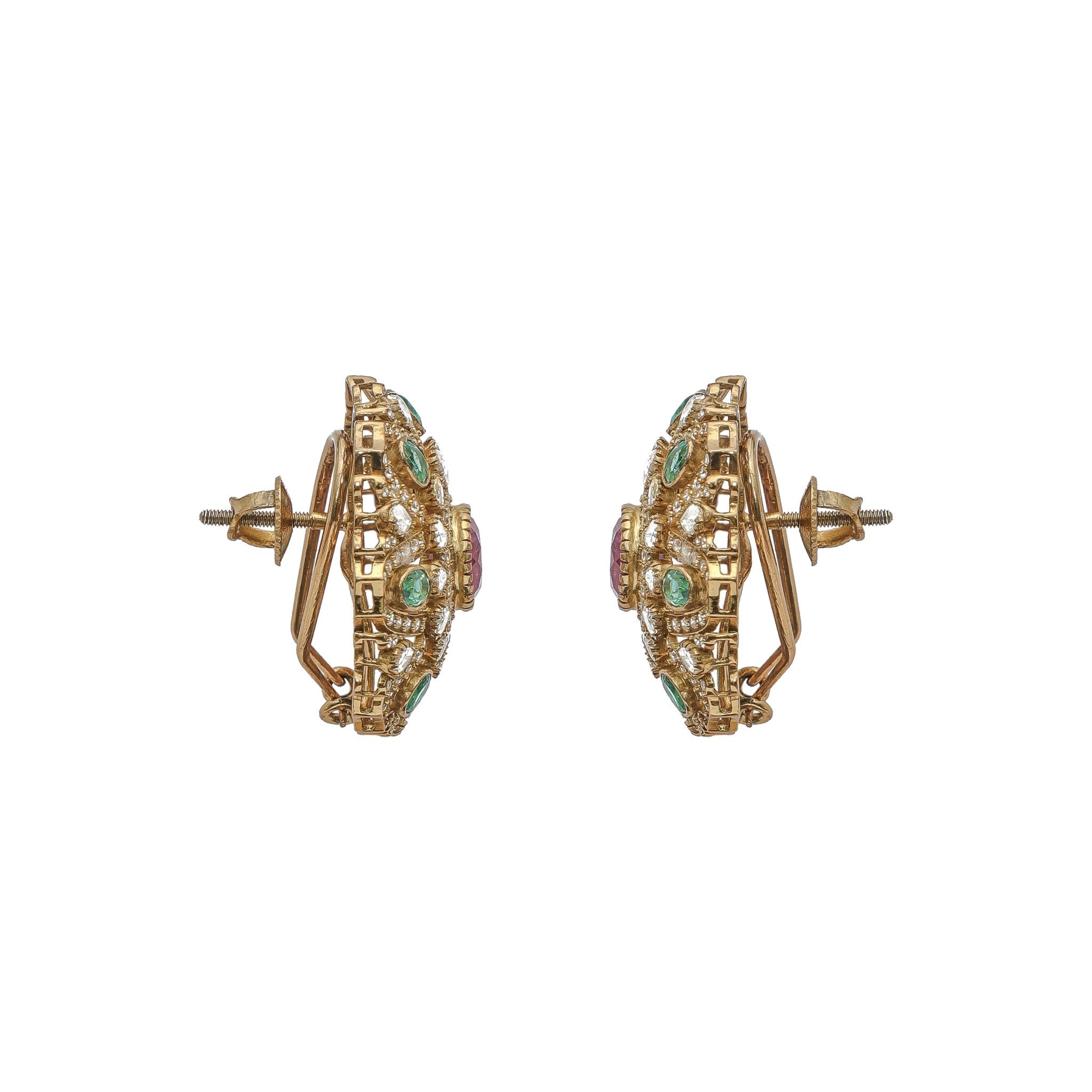 Aadhvika Ruby & Emerald Floral Mandala Studs
