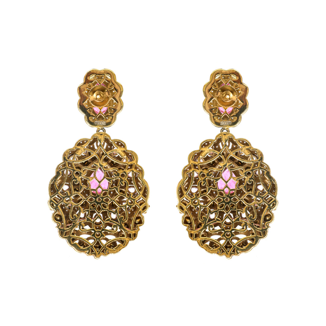 Gulabi Halo: pink and purple-toned oval centre stones surrounded by clear accents
