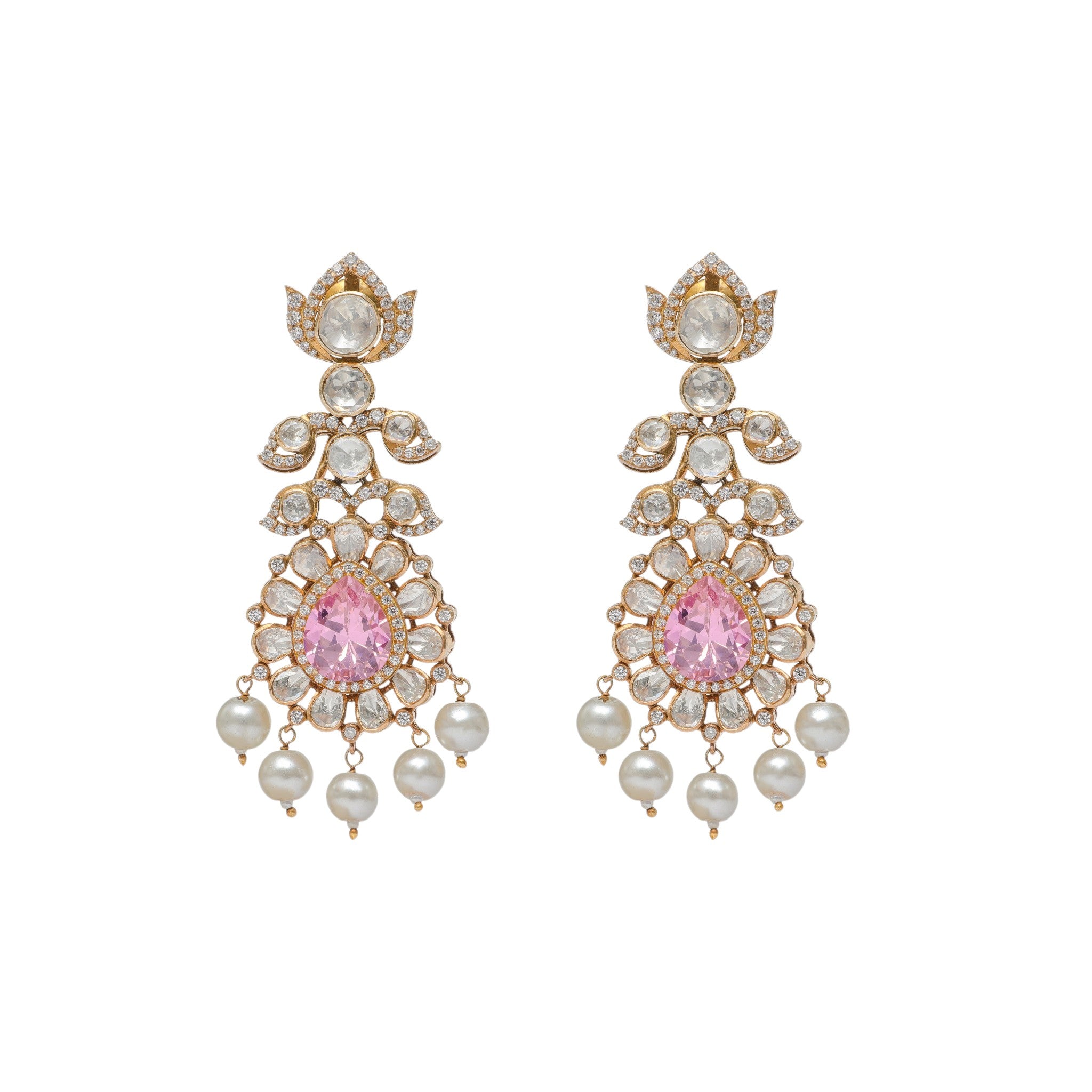 Anvirosa Pink Sapphire & Pearl Drop Earrings