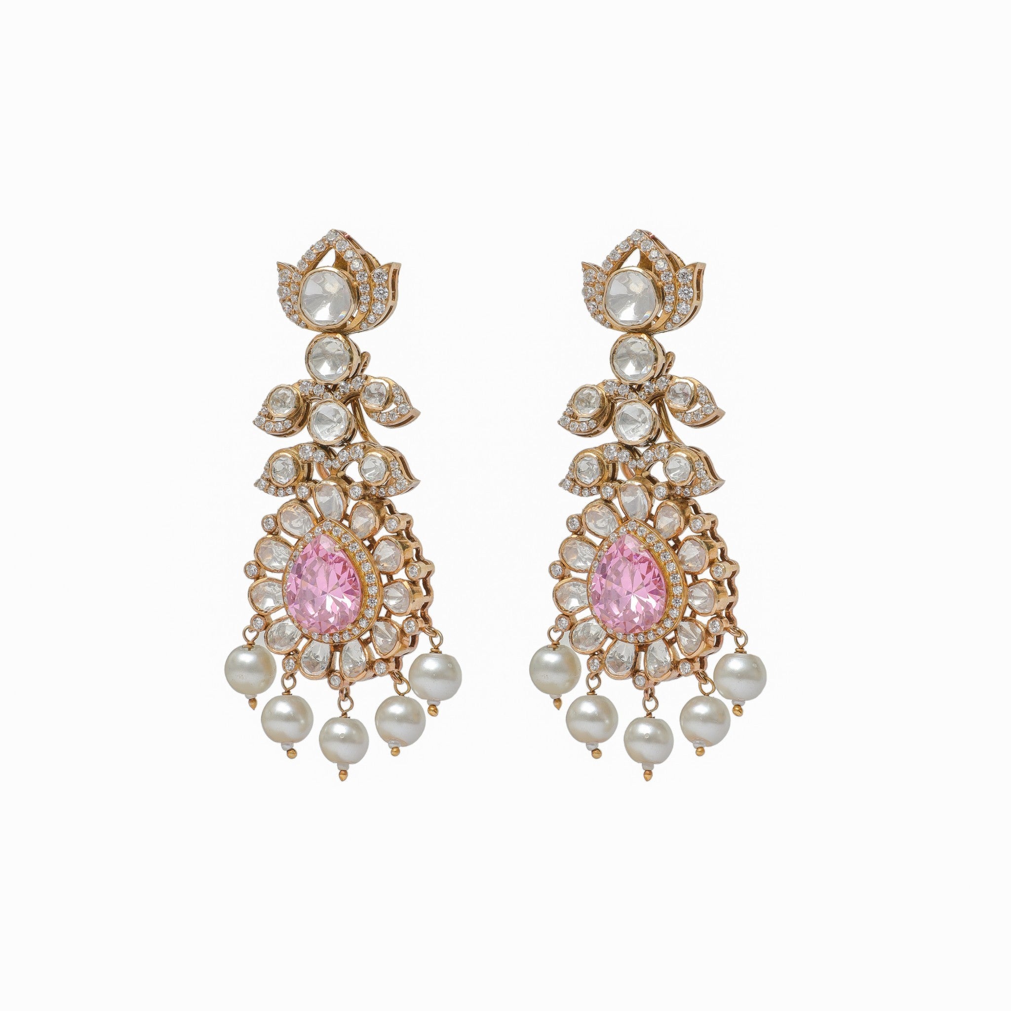 Anvirosa Pink Sapphire & Pearl Drop Earrings