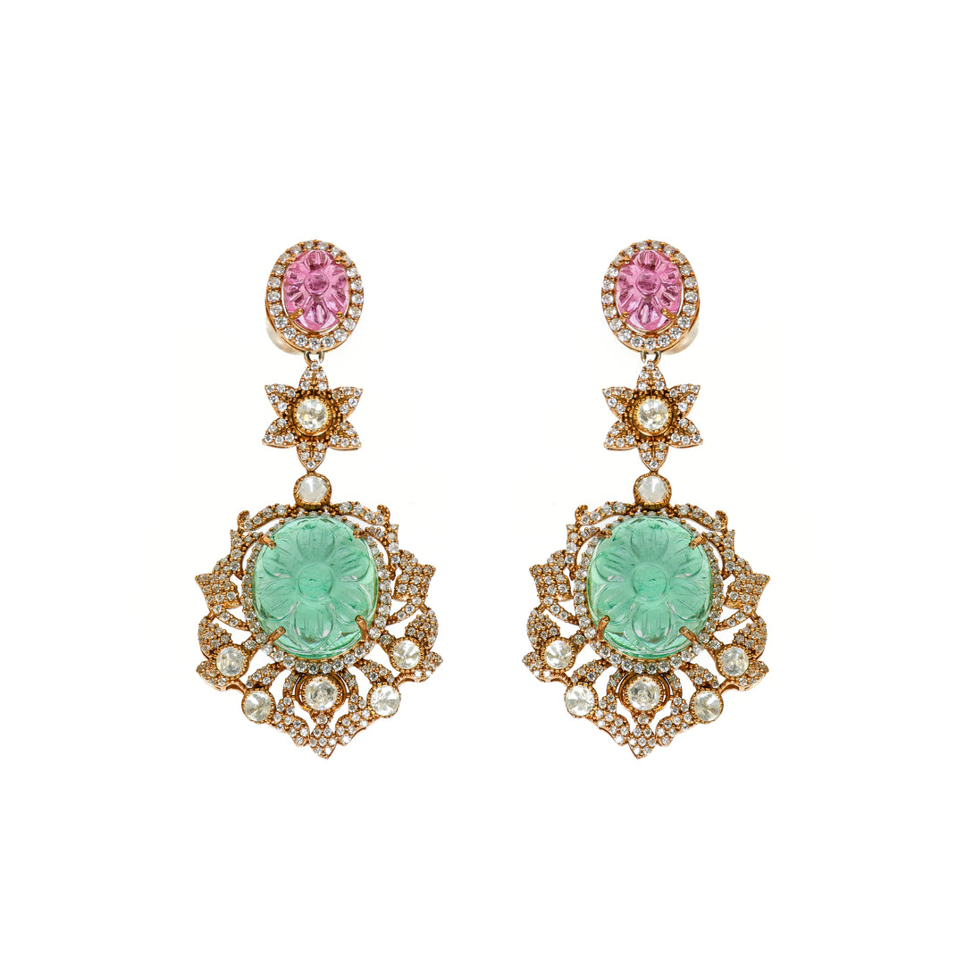 Mint Royale: pink upper accents with mint-green centre stones and clear detailing