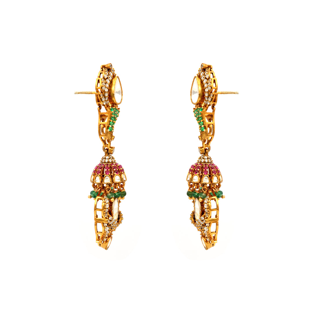 Meenakari Vine Drop Open-setting Earrings