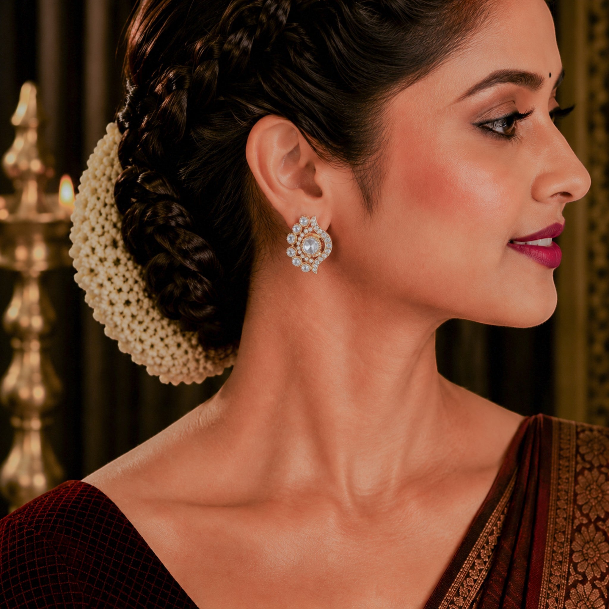 Chandrika Filigree Polki Stud Earrings