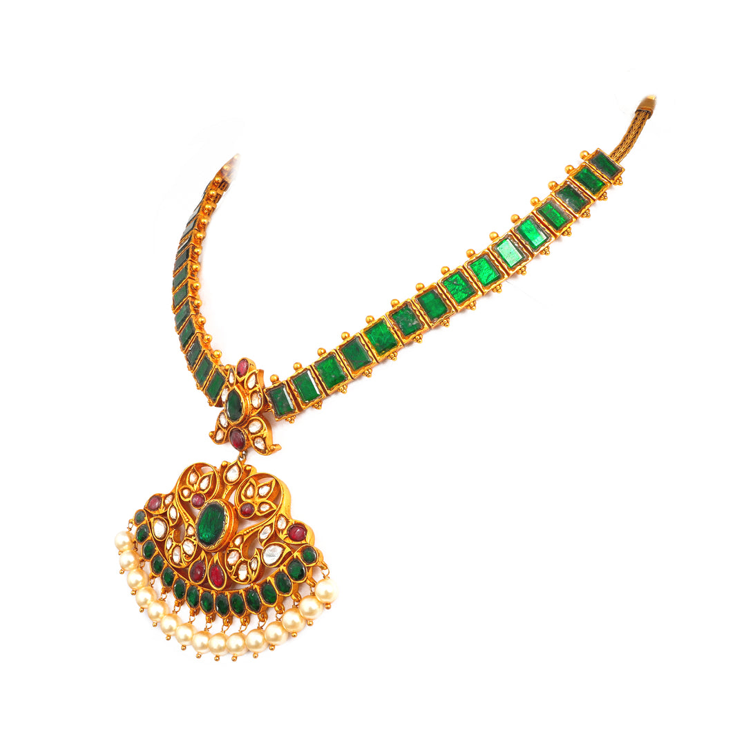 Green-Tone Mala Jadau-inspired Necklace