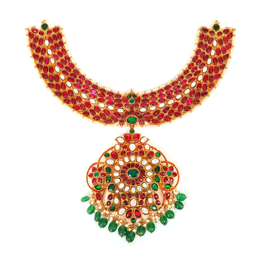 Rani Red Layered Choker Jadau-inspired Necklace