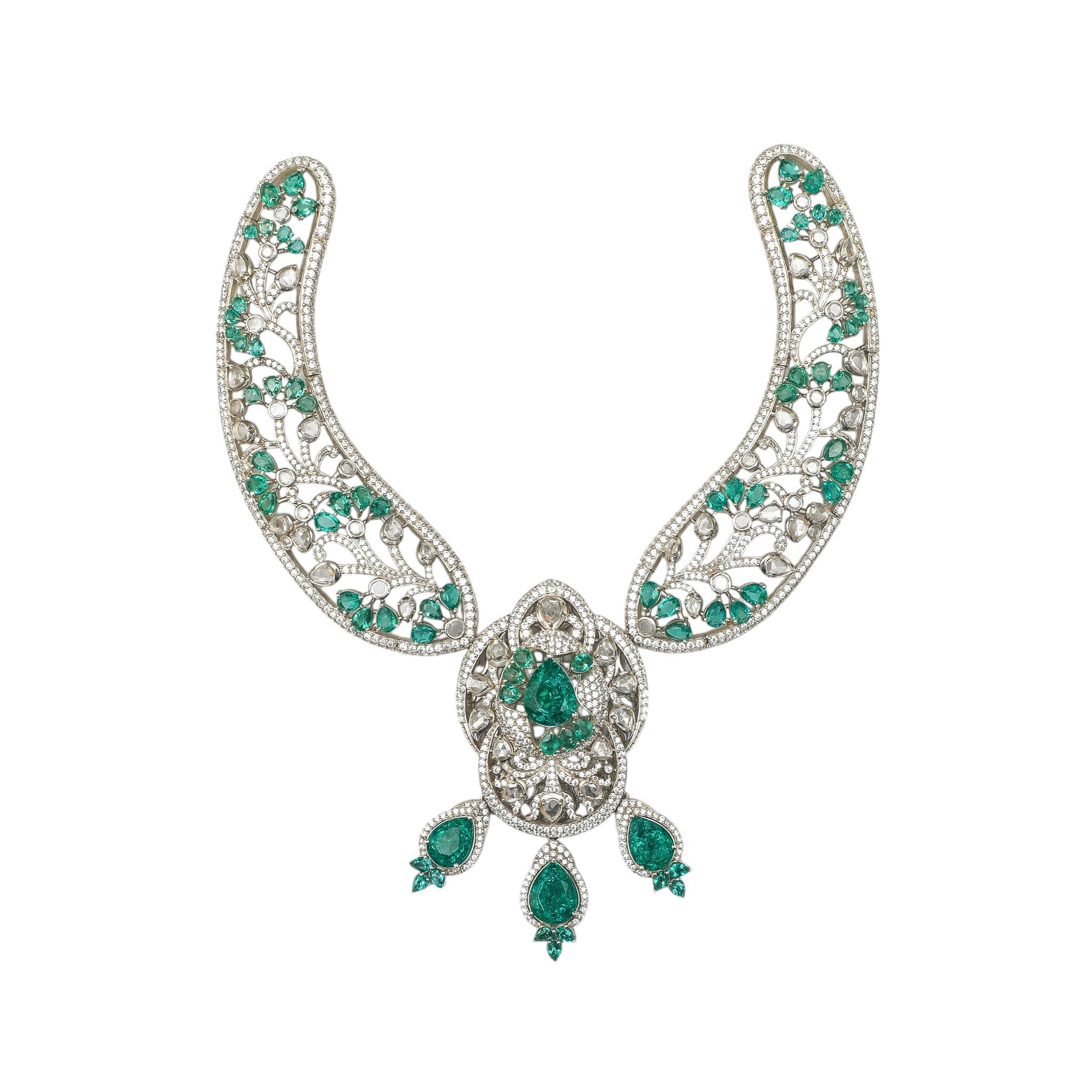 Mayura Emerald Polki Collar Necklace