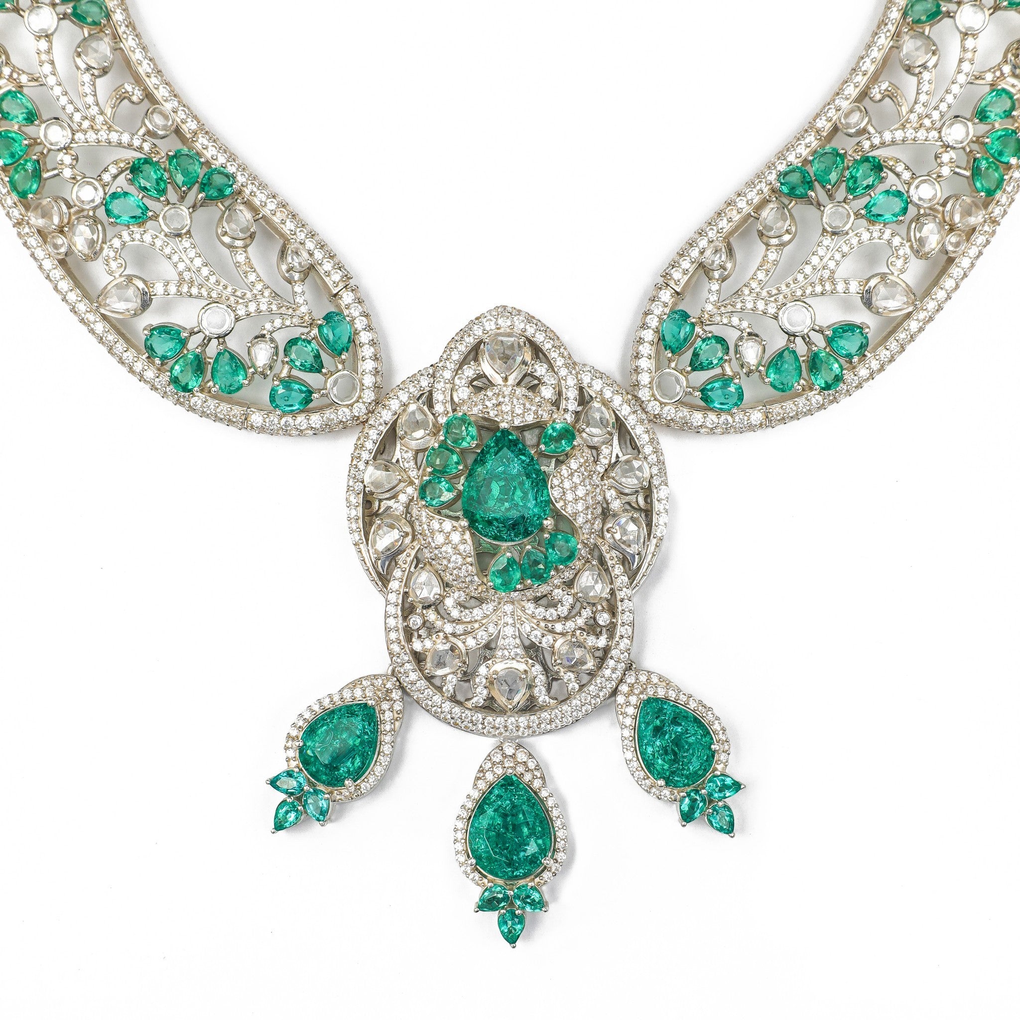 Mayura Emerald Polki Collar Necklace