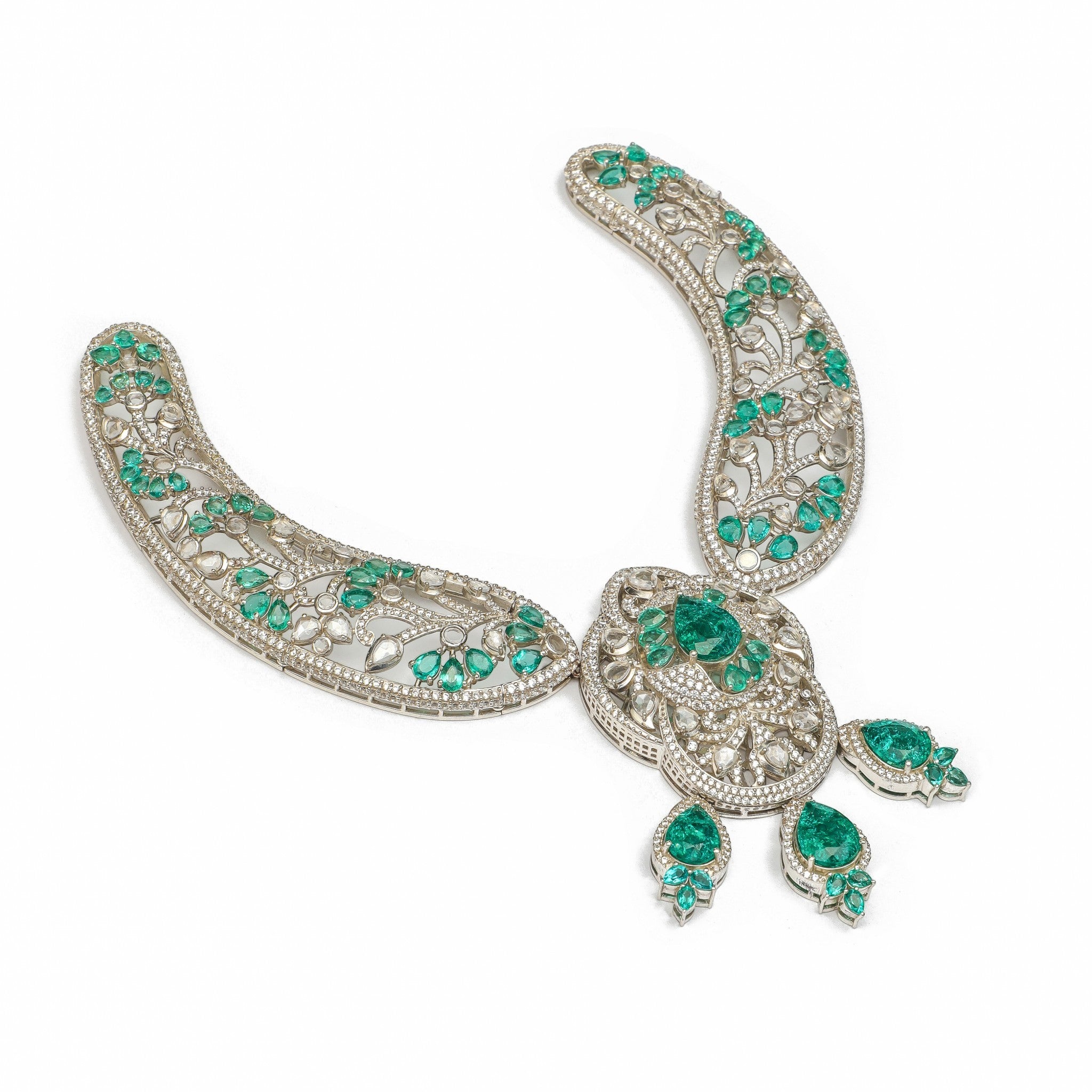 Mayura Emerald Polki Collar Necklace