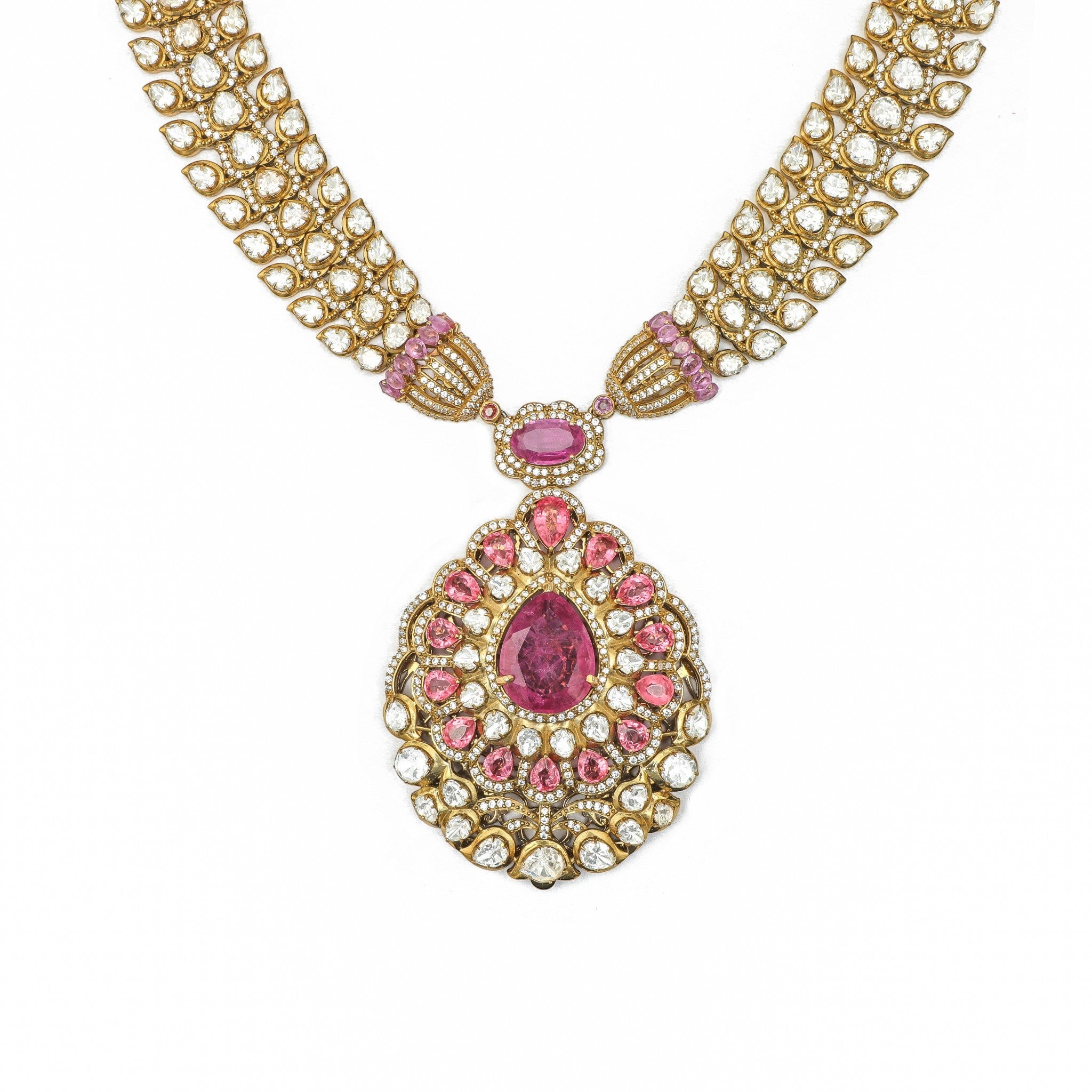 Ranganika Ruby Polki Medallion Necklace
