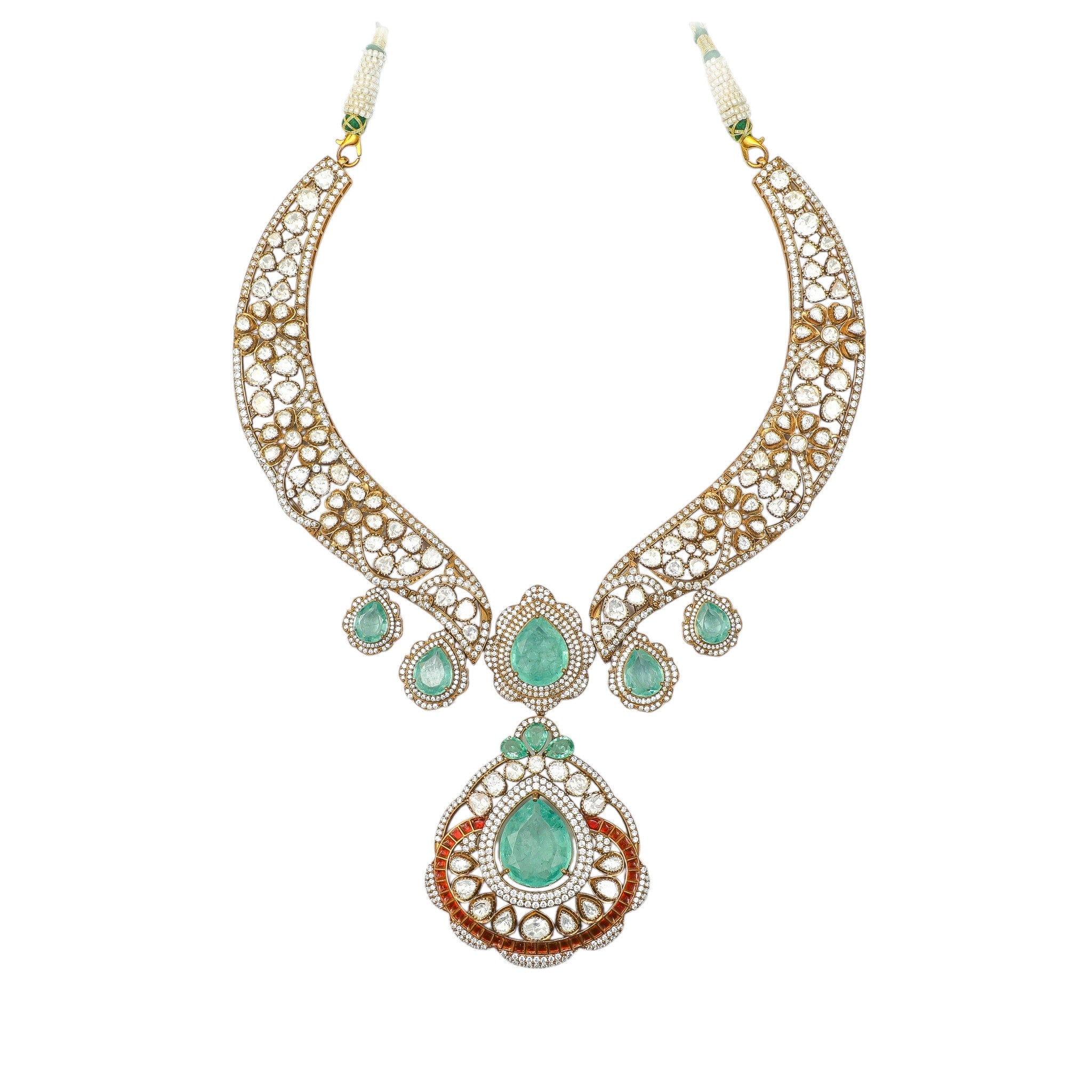 Tarini Emerald Statement Pendant Necklace
