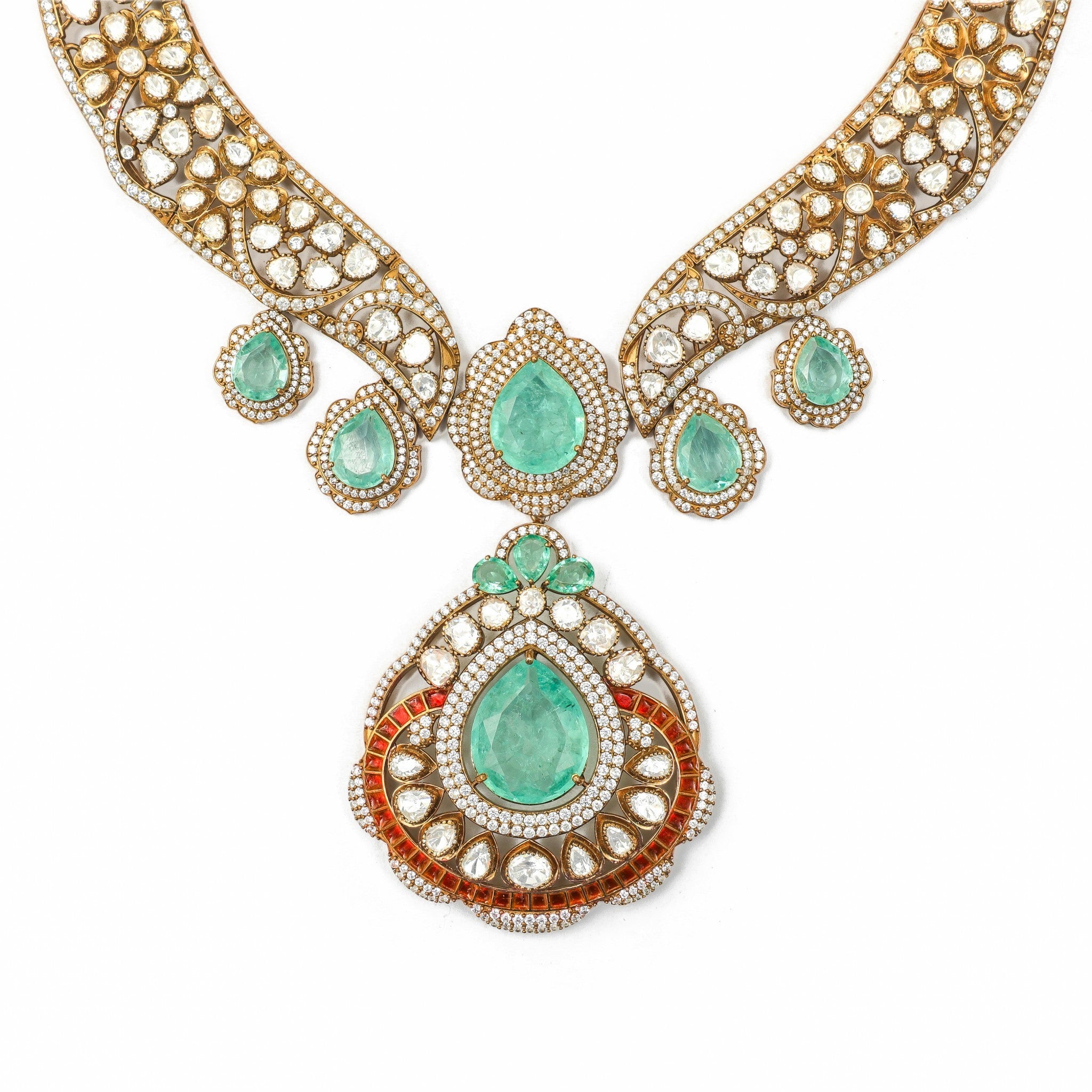 Tarini Emerald Statement Pendant Necklace
