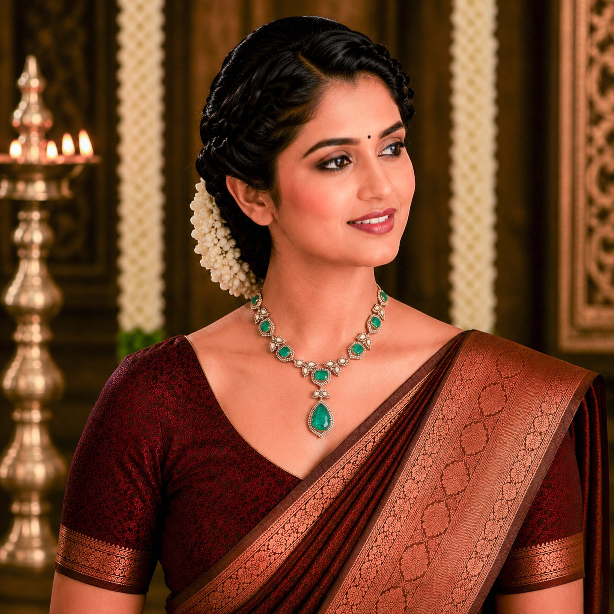 Vasundhara Grand Emerald Y-Necklace