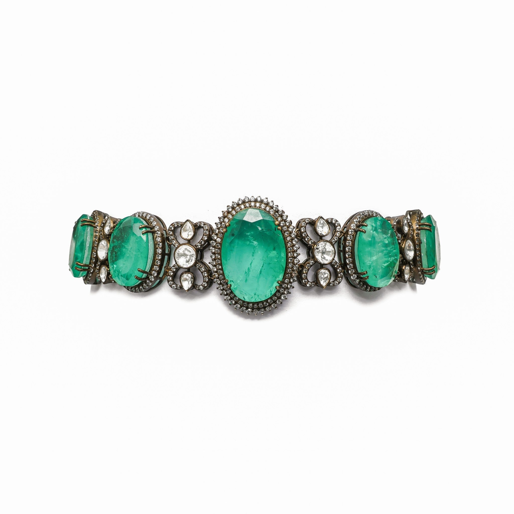 Vasundhara Emerald &amp; Polki Station Choker