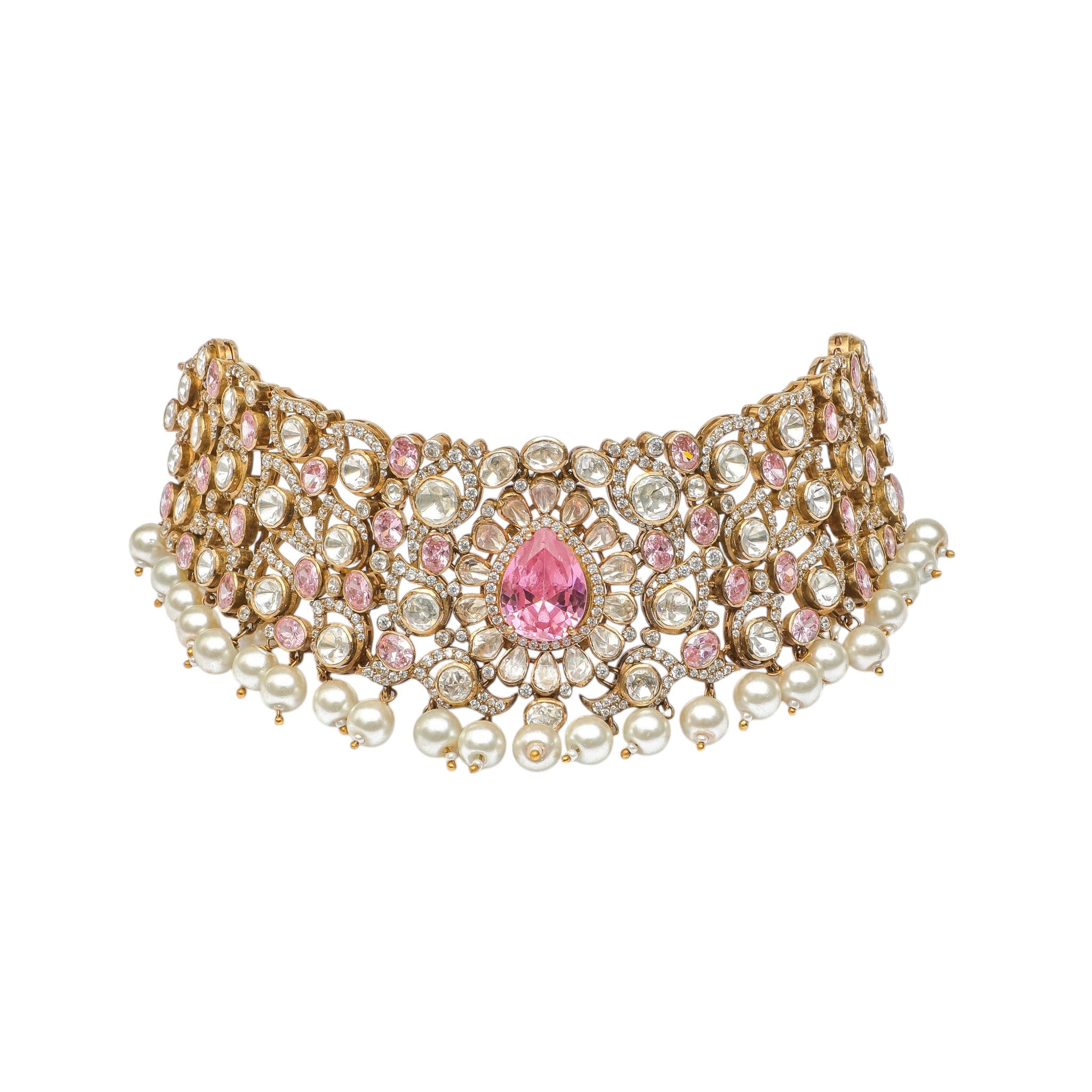 Anvirosa Pink Sapphire & Pearl Choker