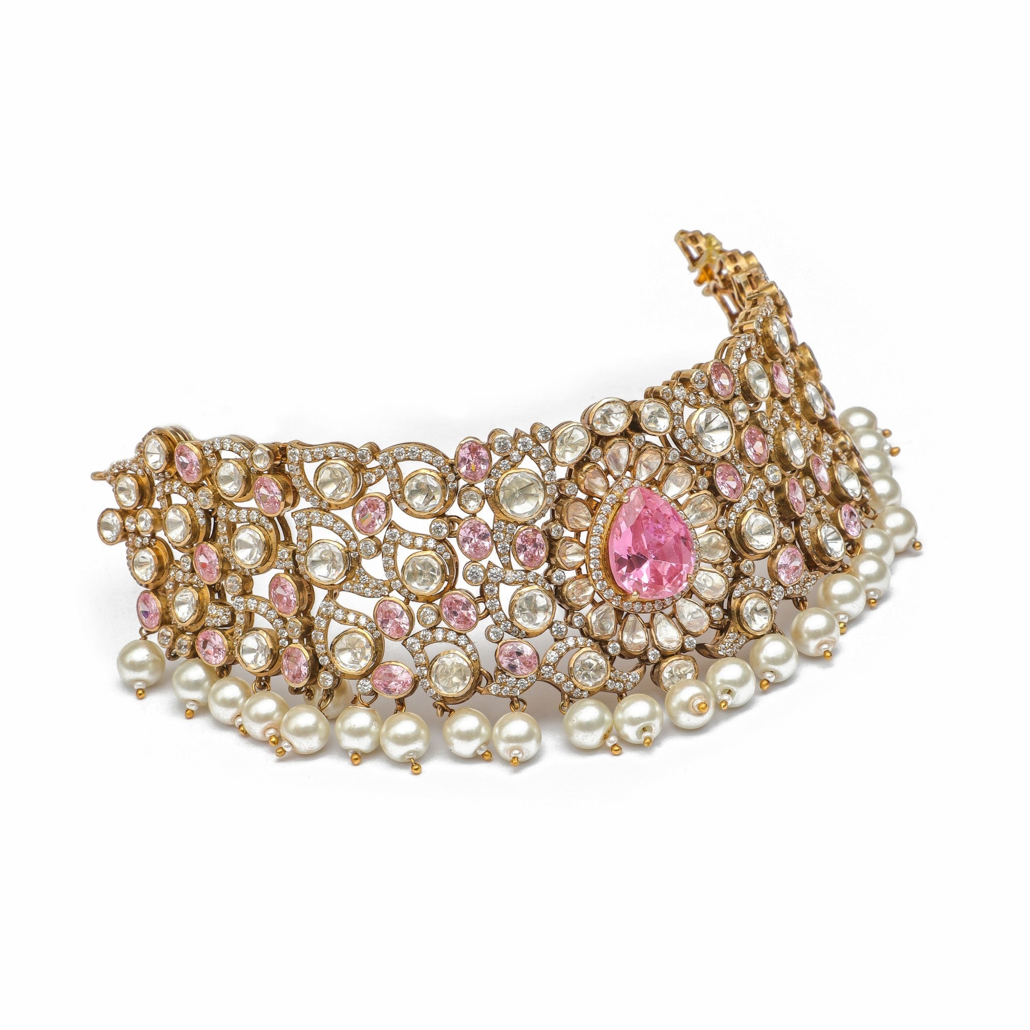 Anvirosa Pink Sapphire & Pearl Choker