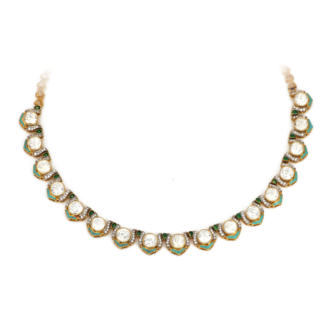 Pearl Halo Necklace: delicate necklace with a row of pearl-style accents and a decorative lower edge