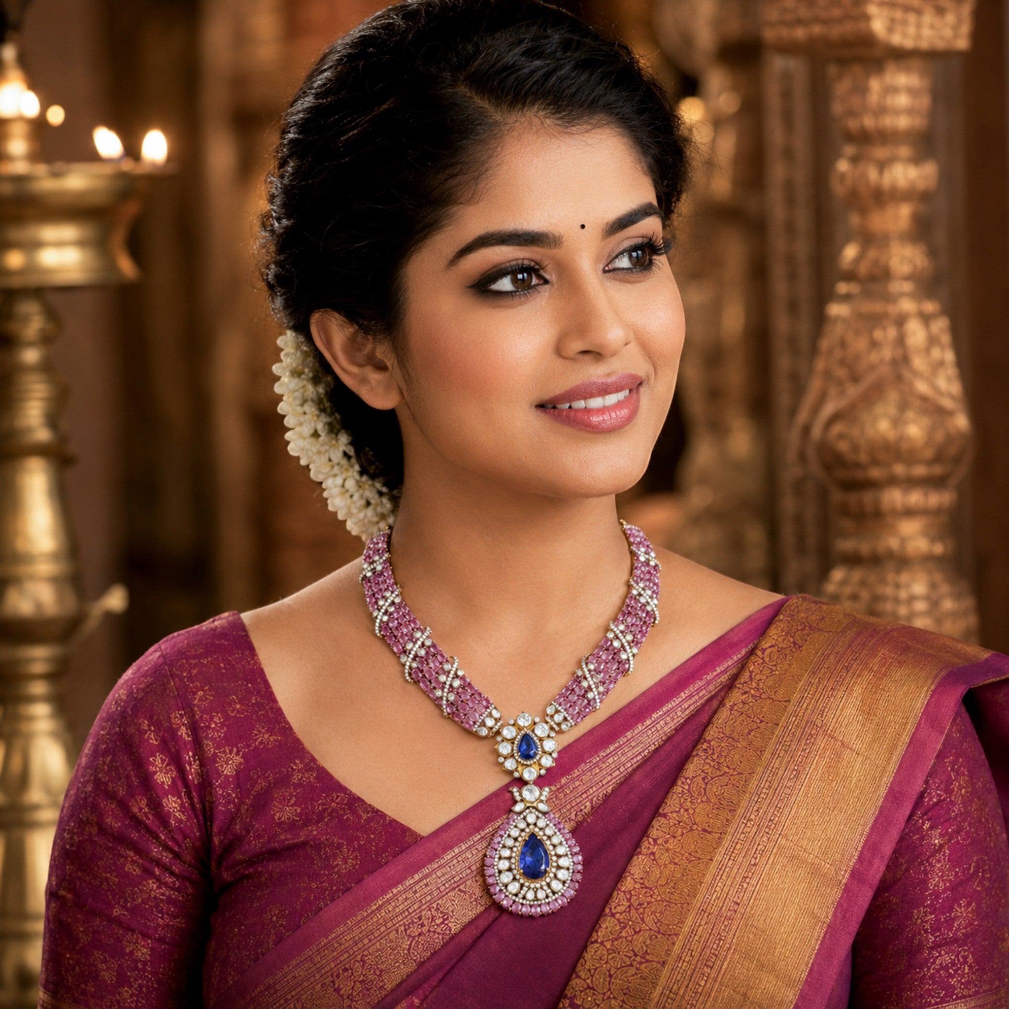 Devina Sapphire & Pink Tourmaline Regal Collar