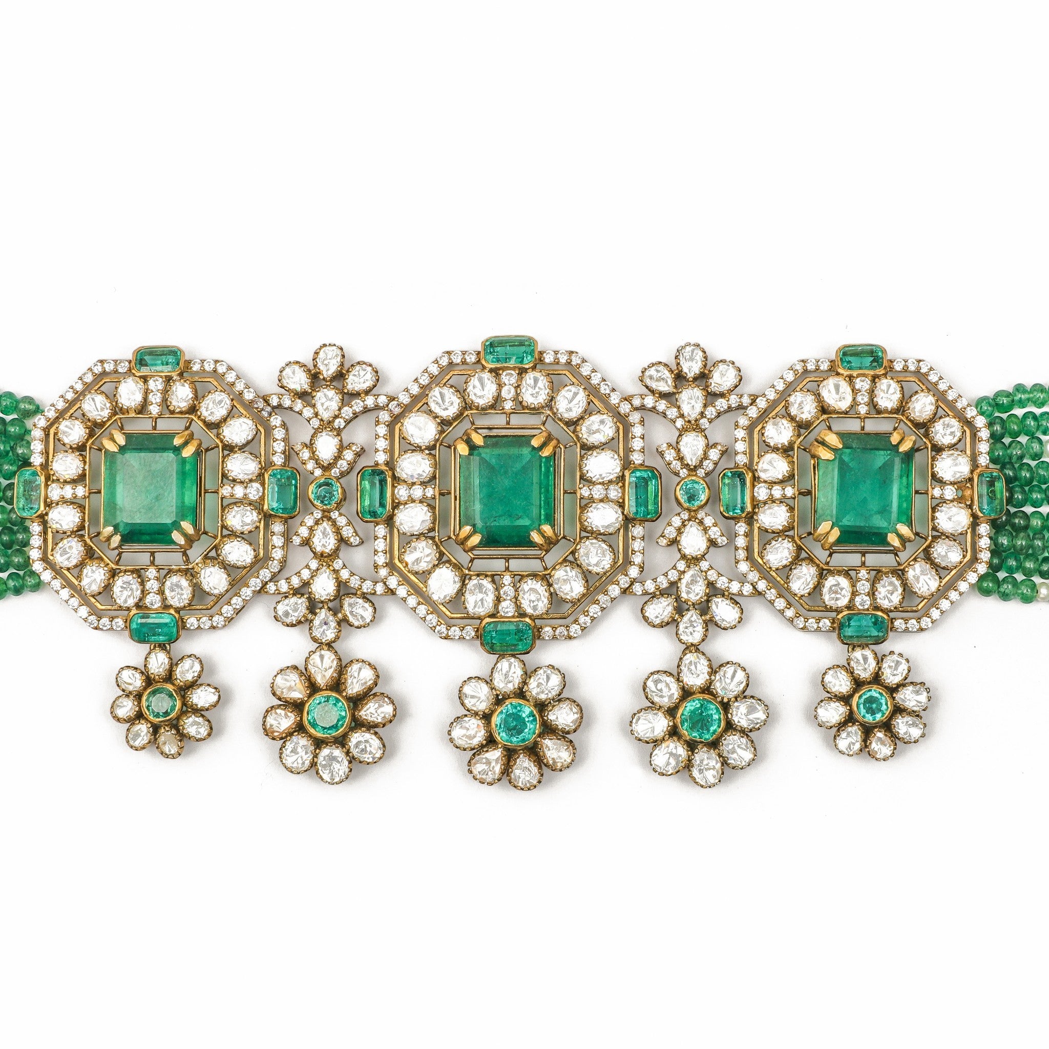 Aadhvika Emerald Square-Cut Bead Choker