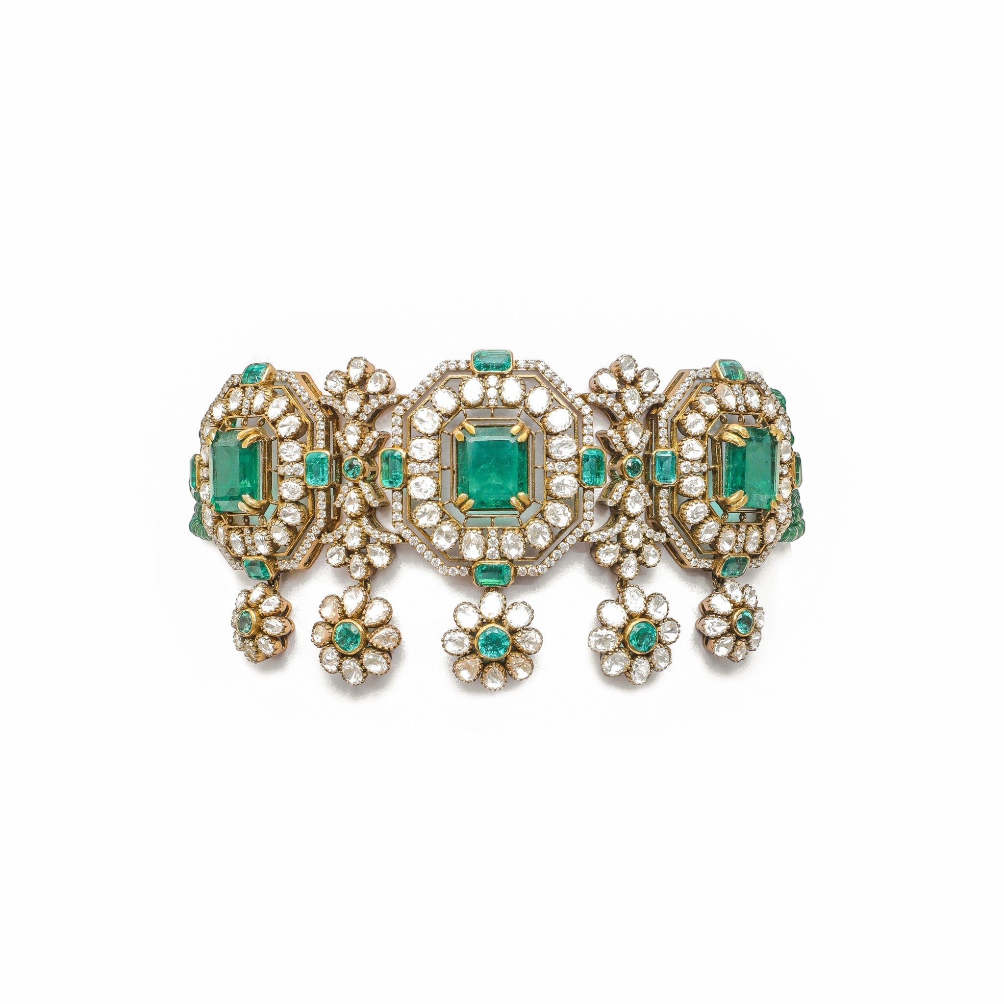 Aadhvika Emerald Square-Cut Bead Choker