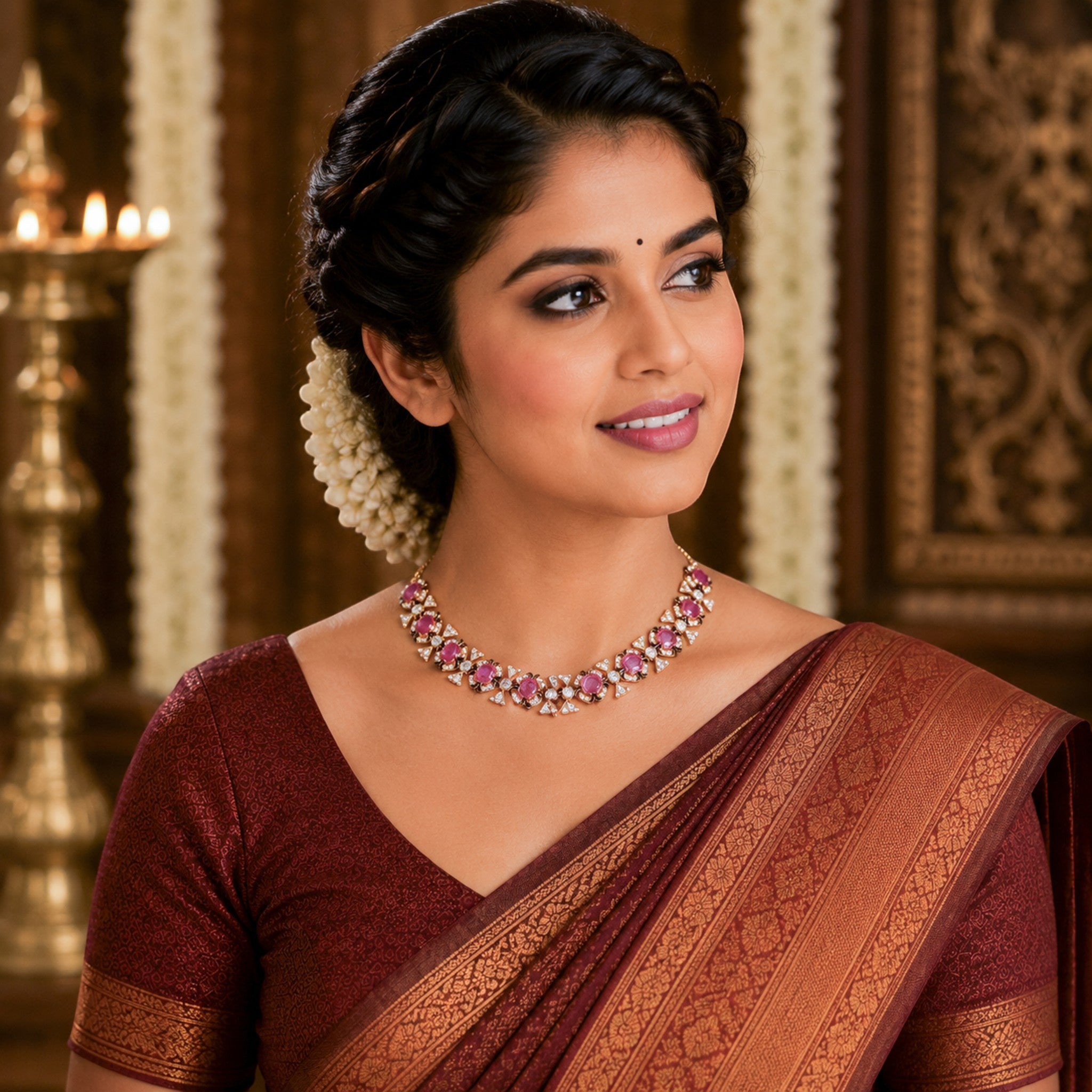 Gulzar Pink Tourmaline &  Polki Necklace
