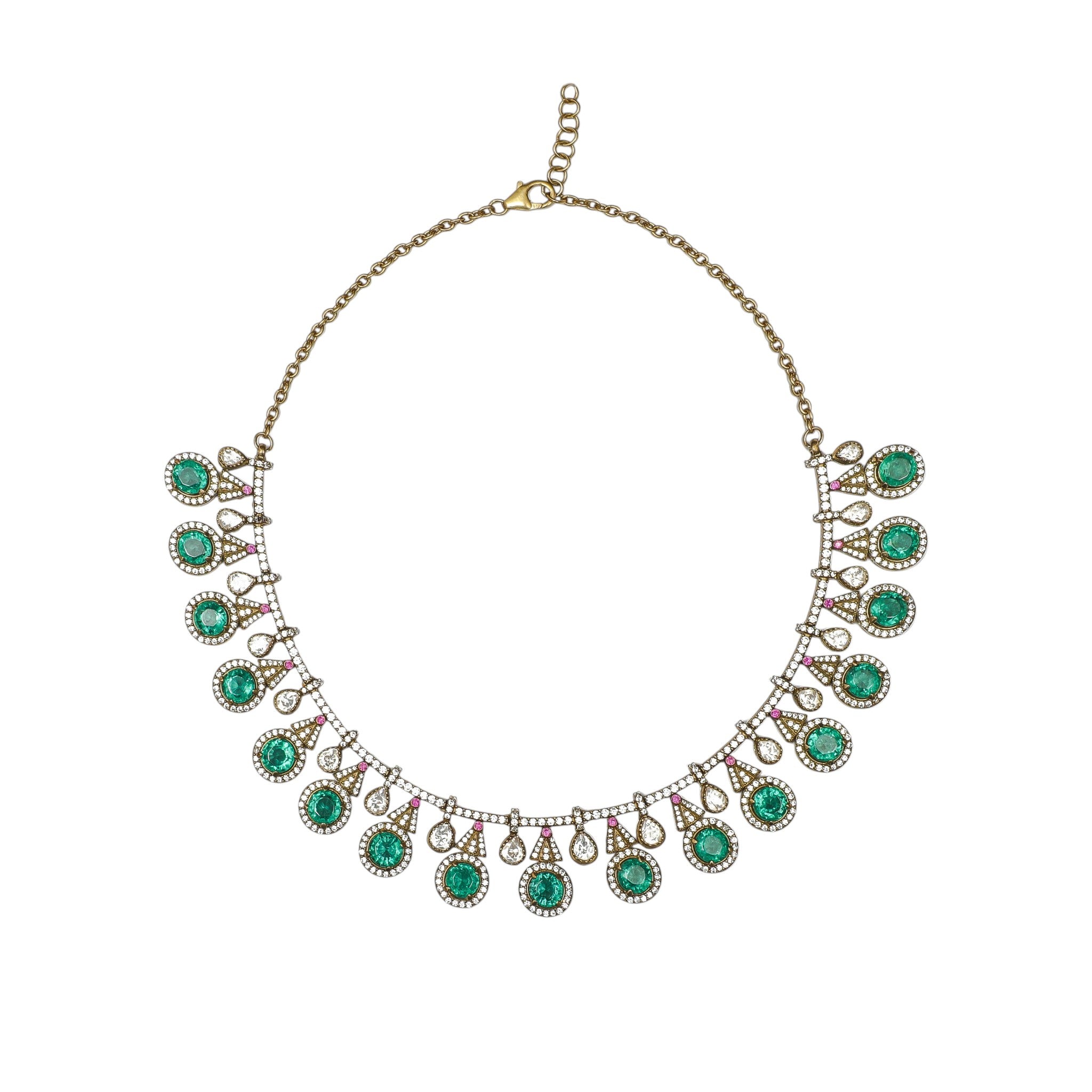 Aadhvika Emerald Fringe Hasli Necklace