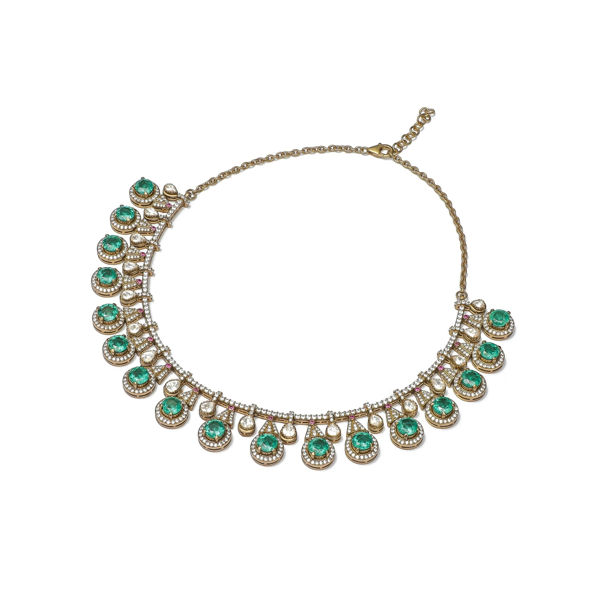 Aadhvika Emerald Fringe Hasli Necklace