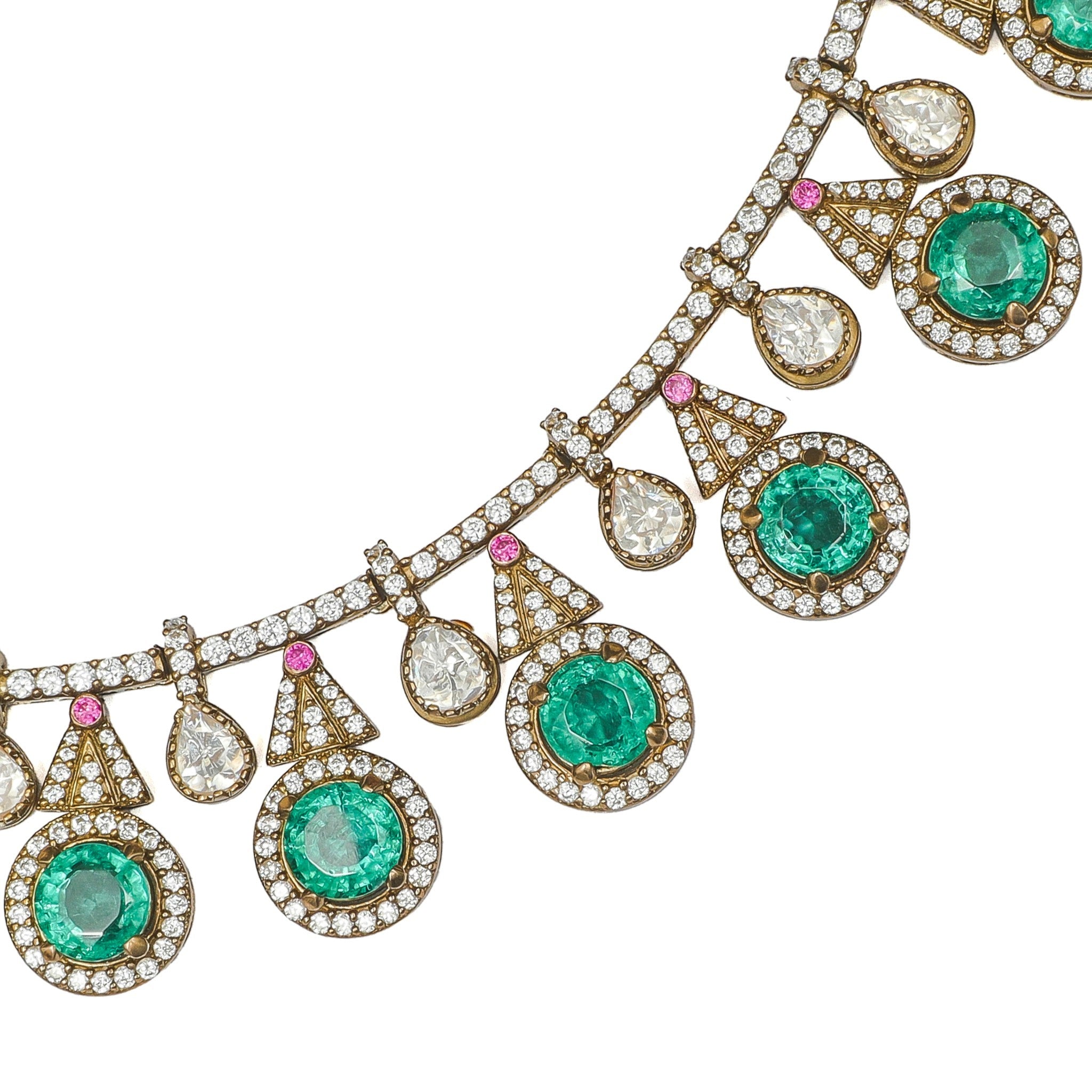 Aadhvika Emerald Fringe Hasli Necklace