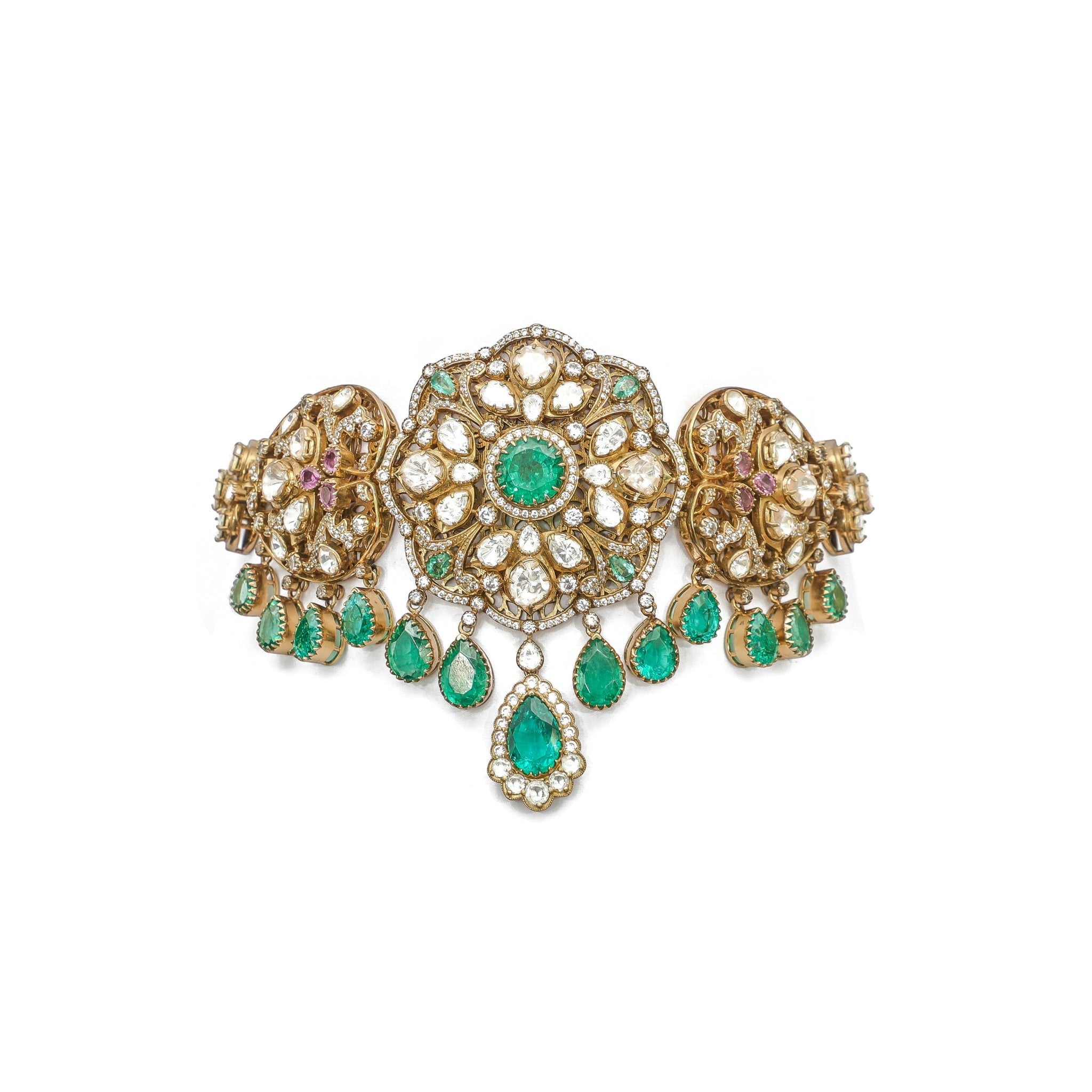 Aadhvika Emerald &amp; Polki Royal Choker