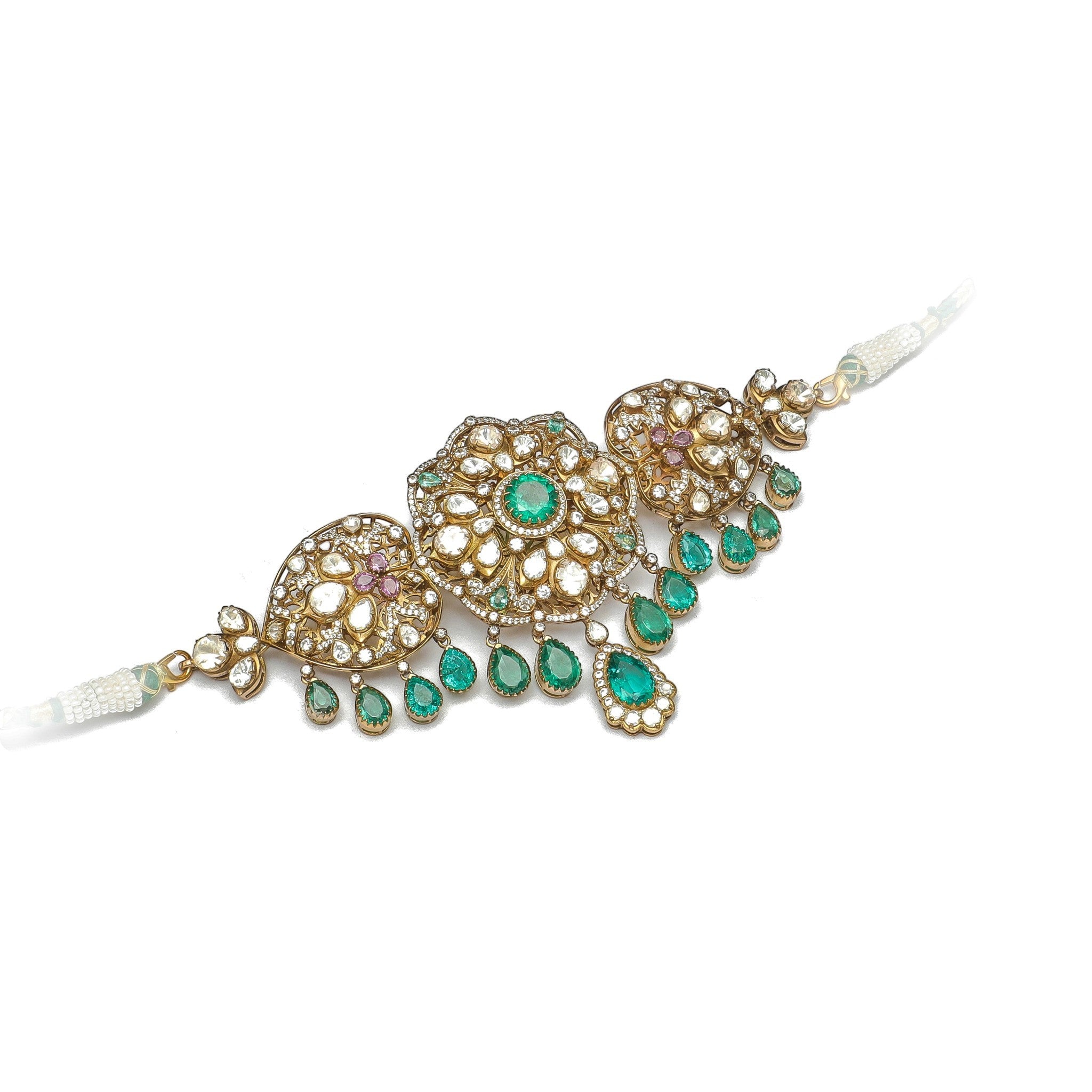 Aadhvika Emerald &amp; Polki Royal Choker
