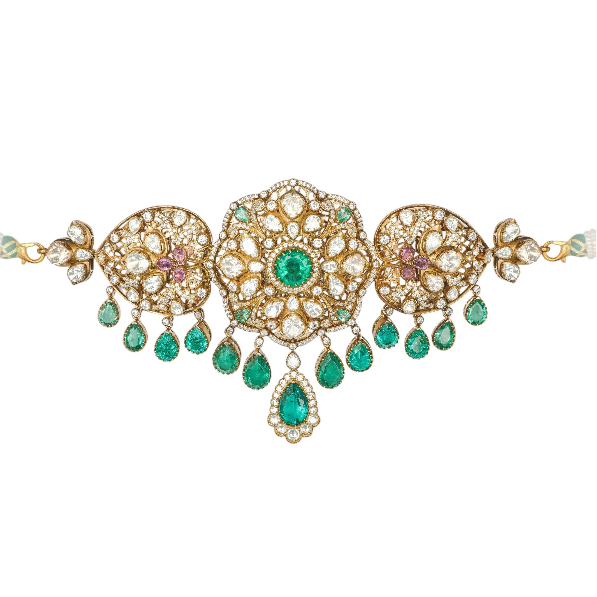 Aadhvika Emerald &amp; Polki Royal Choker