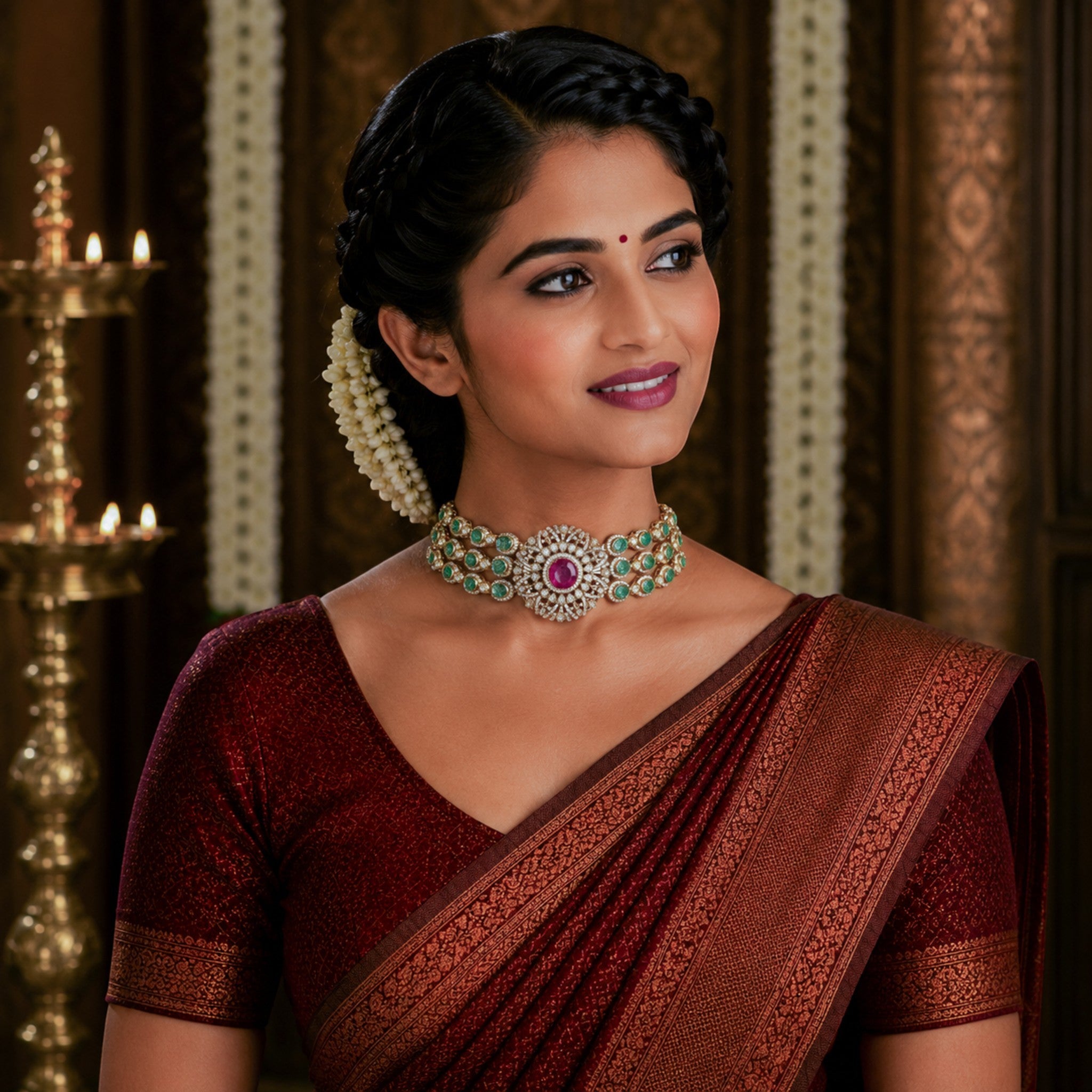 Padmini Royal Ruby & Emerald Choker