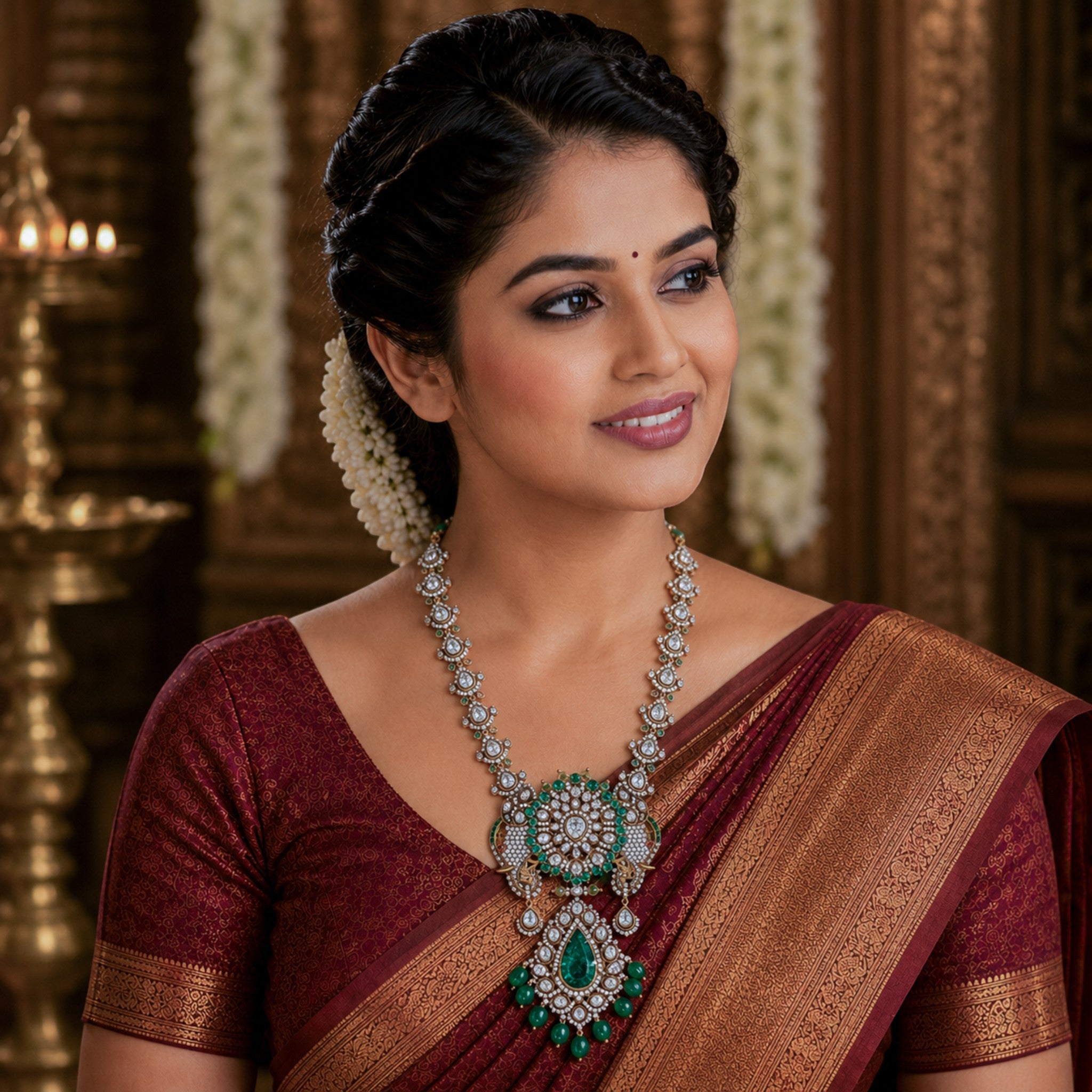 Gajraj Royal Emerald & Polki Haar