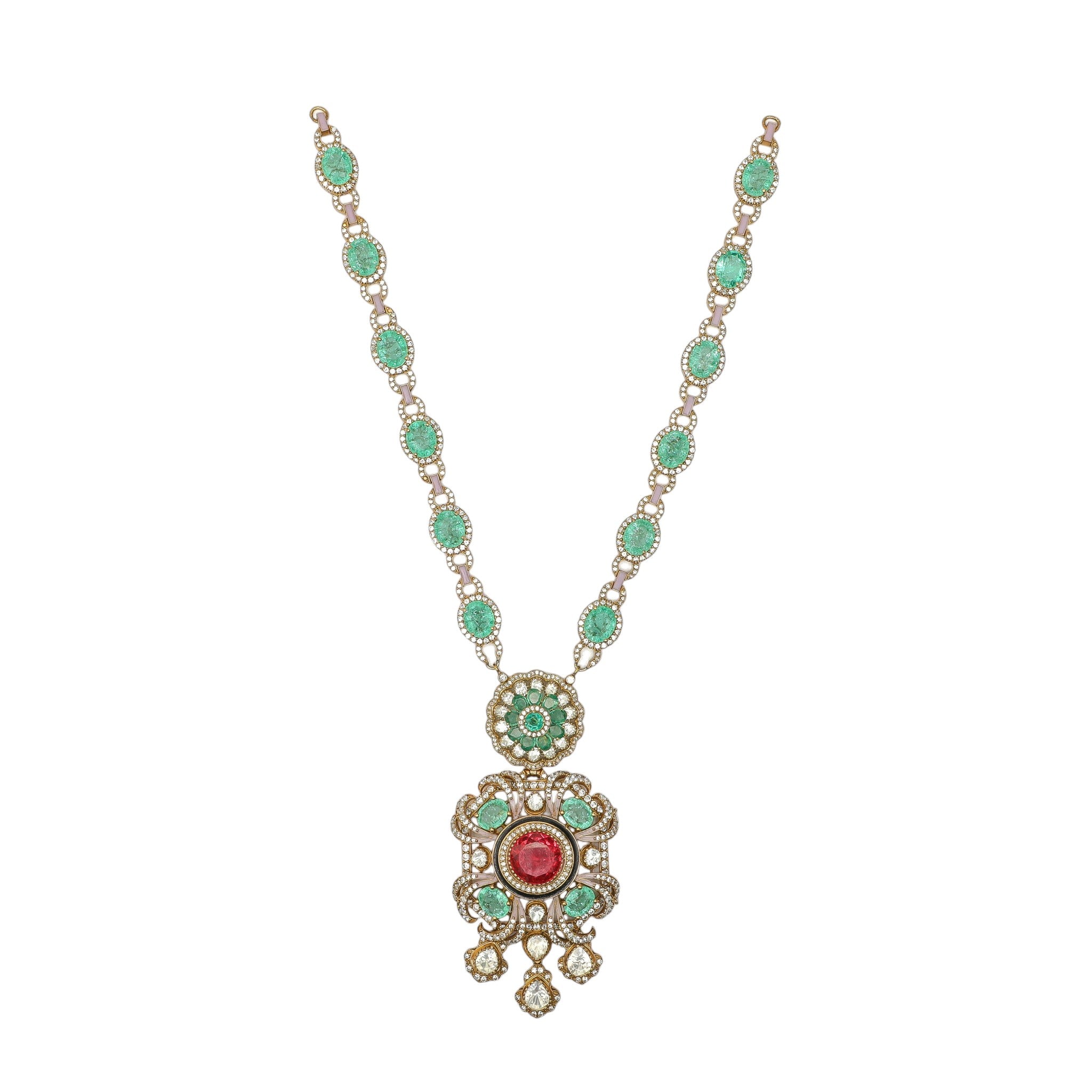 Yashasvi Emerald & Ruby Medallion Mala