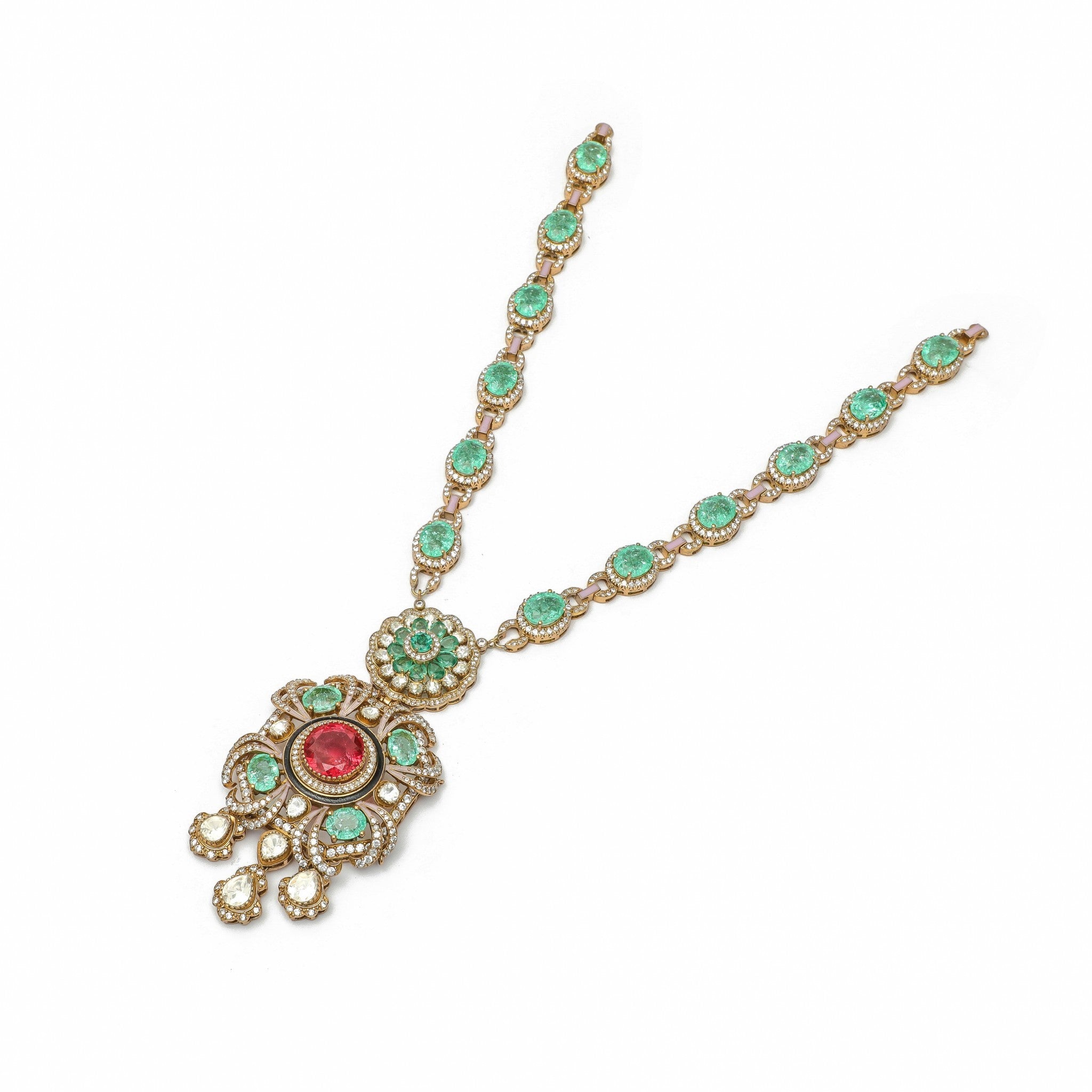 Yashasvi Emerald & Ruby Medallion Mala