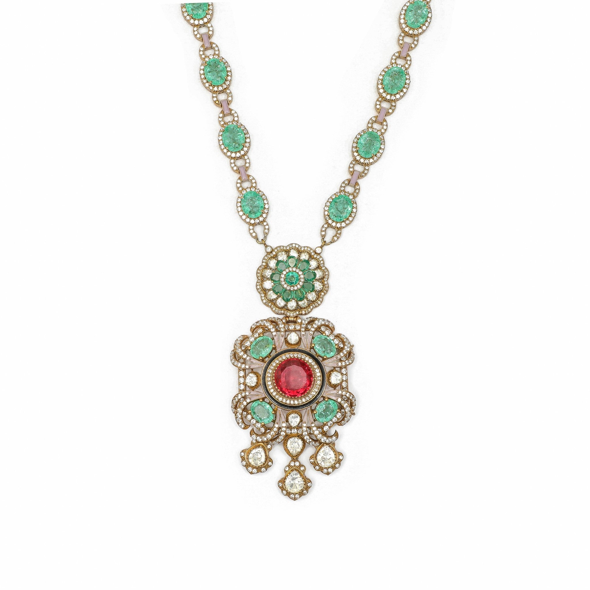 Yashasvi Emerald & Ruby Medallion Mala