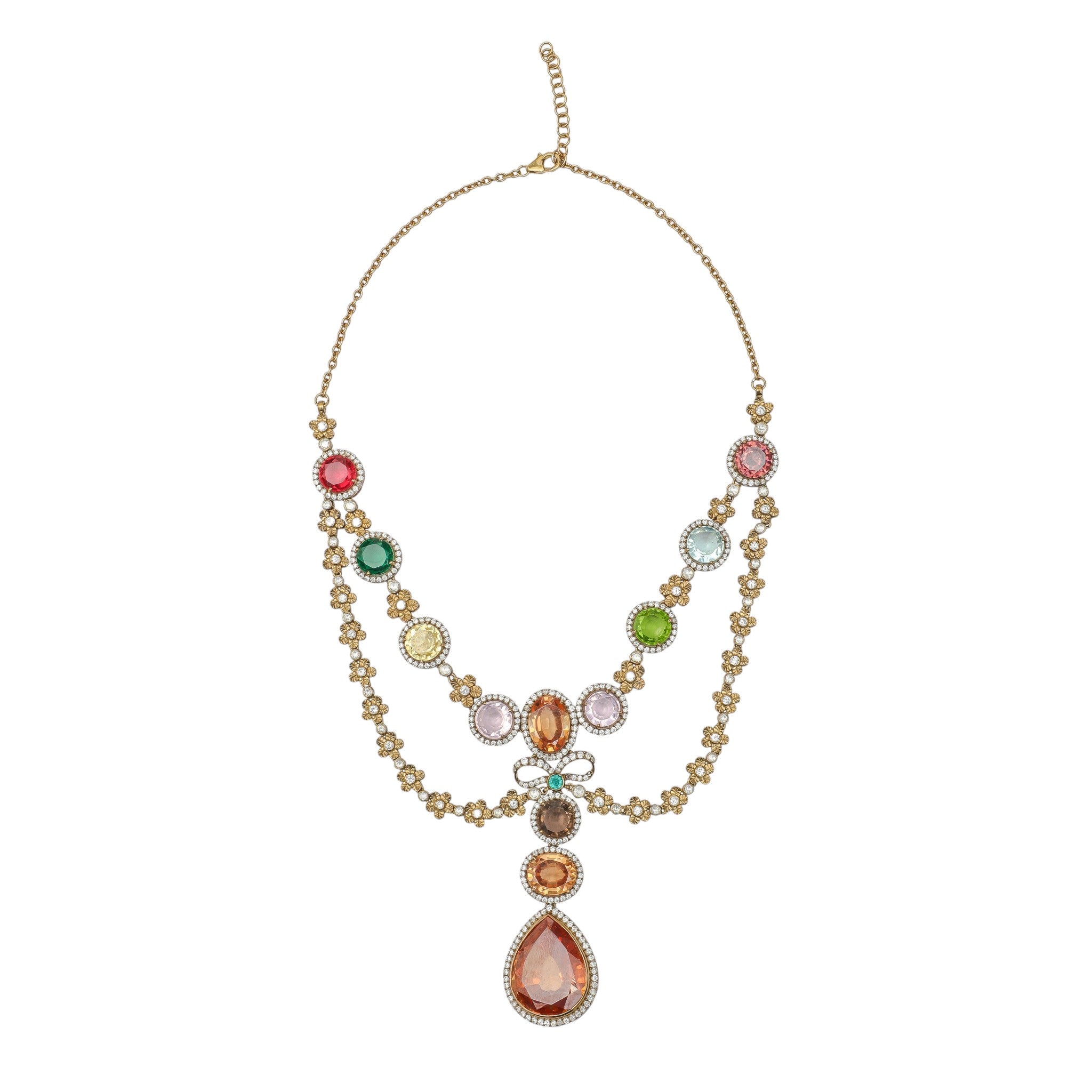 Navratna Cascading Garland Necklace