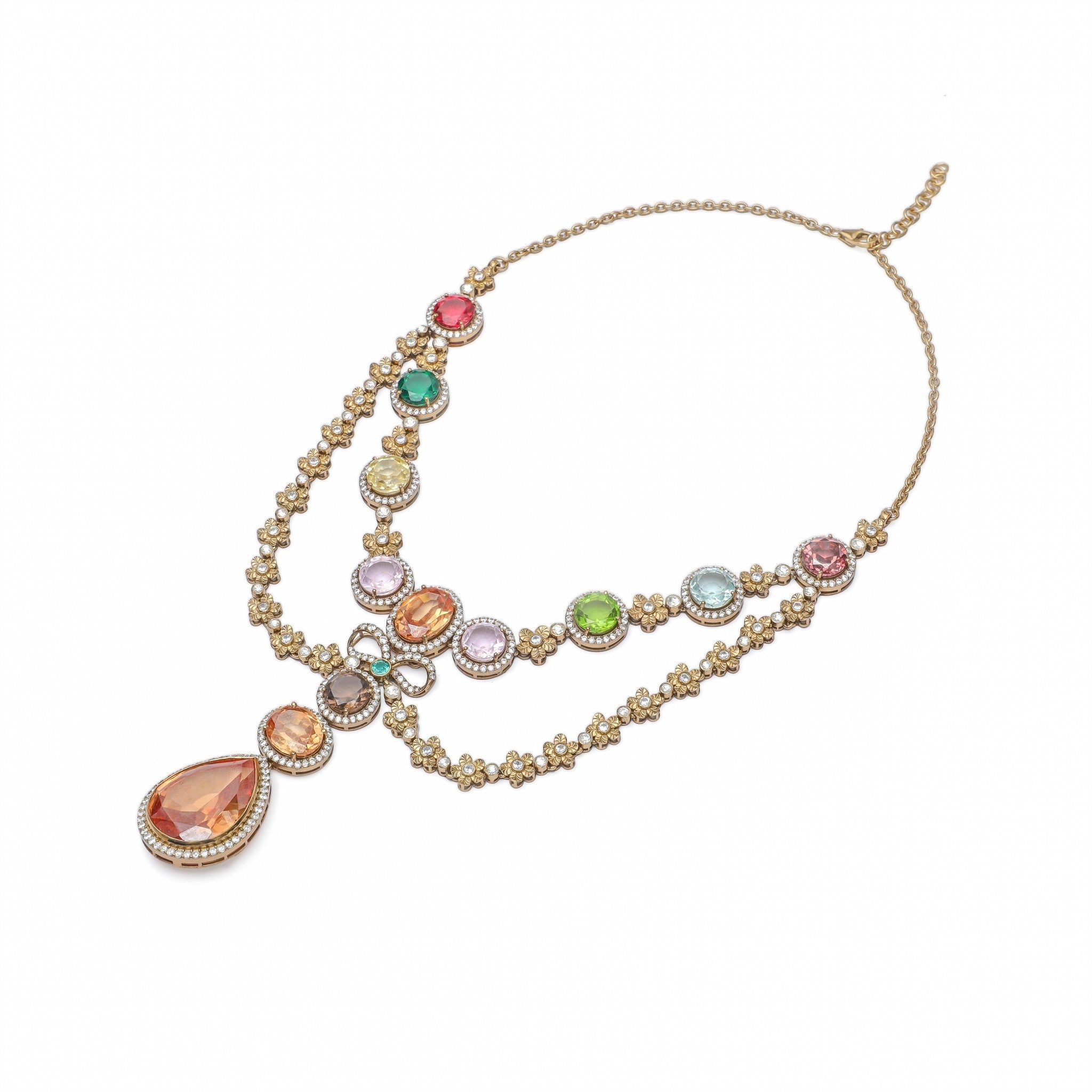 Navratna Cascading Garland Necklace