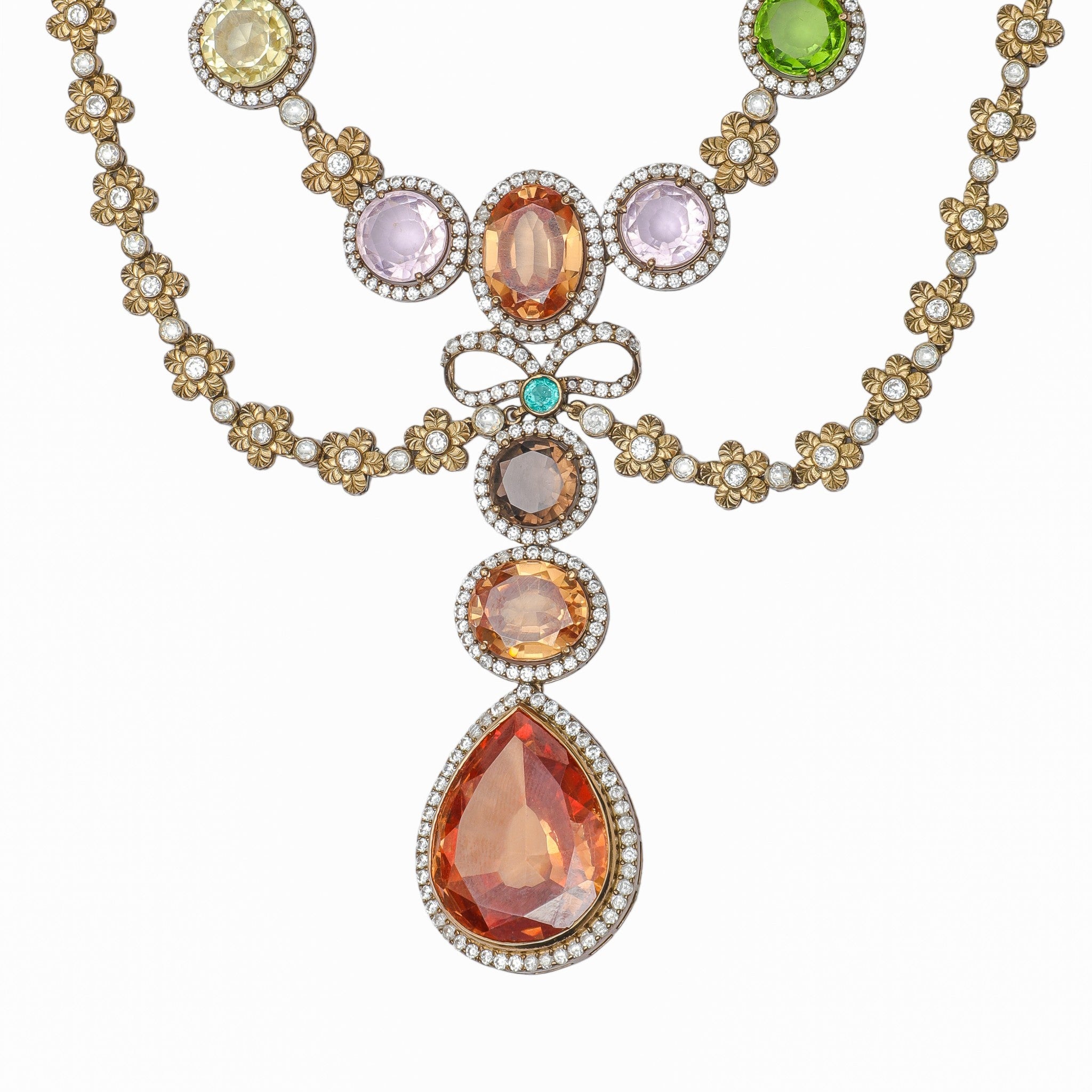 Navratna Cascading Garland Necklace