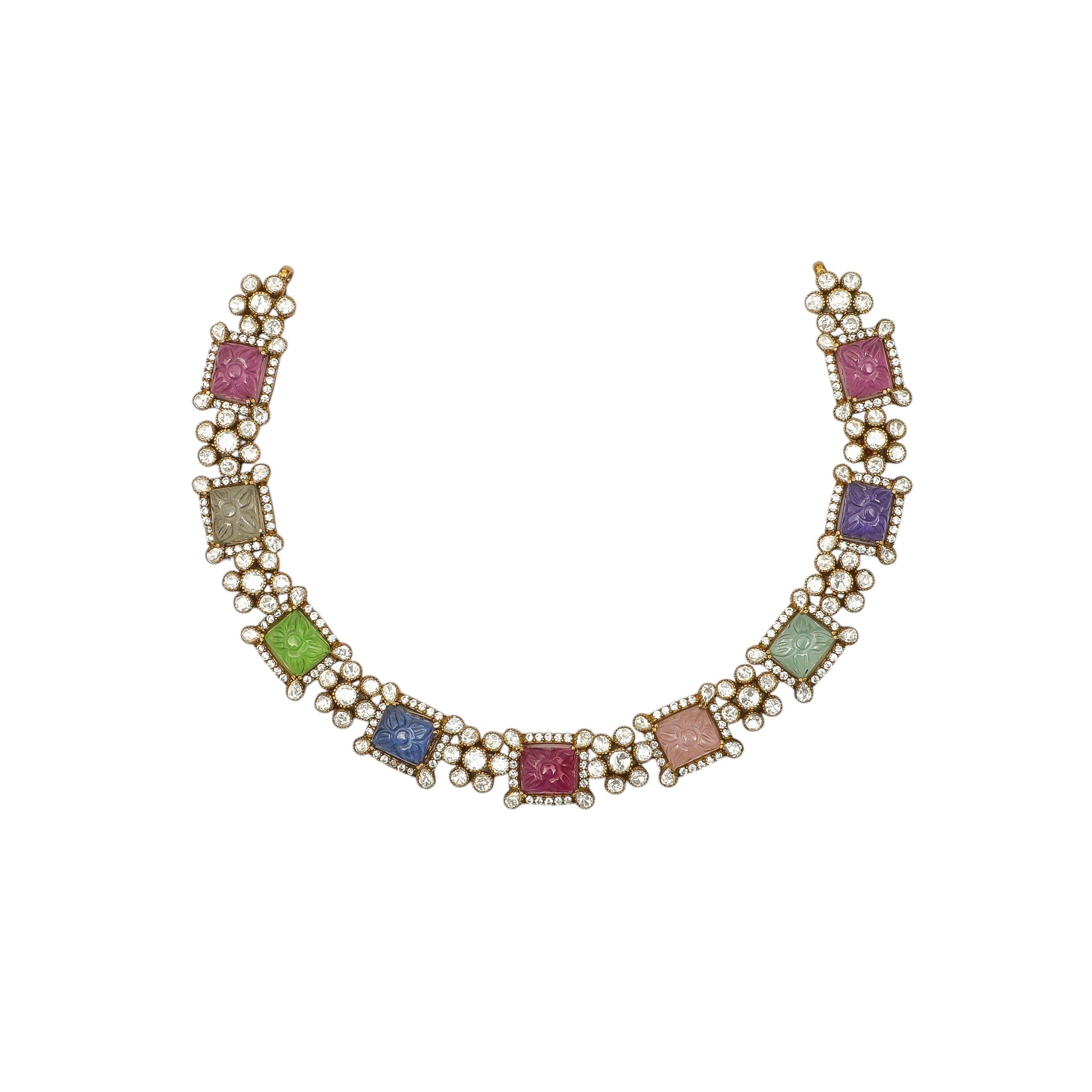 Navratna Carved Gemstone Choker