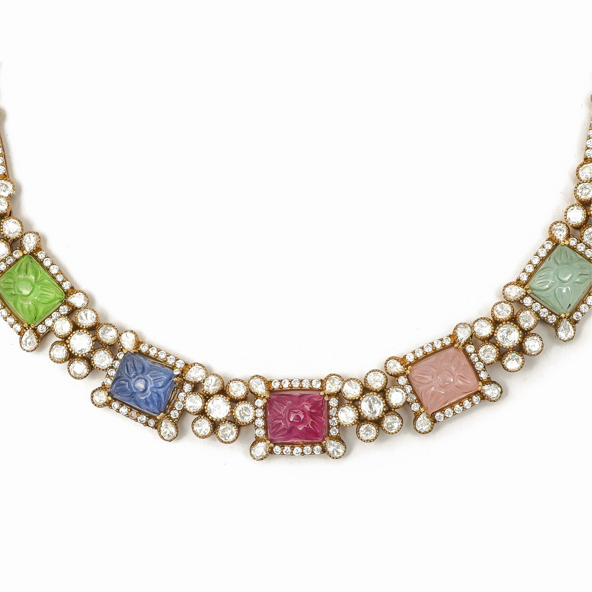 Navratna Carved Gemstone Choker